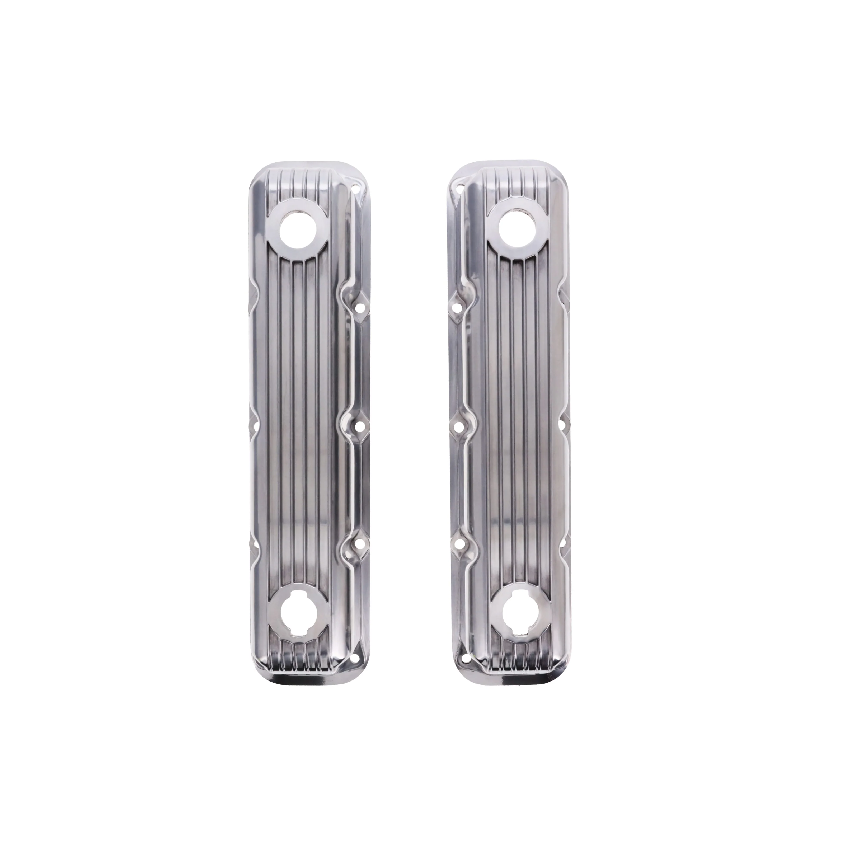 1992-2003 Mopar SB V8 Finned Aluminum Valve Covers, 3 1/2" Ex. 3 1/8" In. Ht., 1.25" Hole, Polished - Image 4