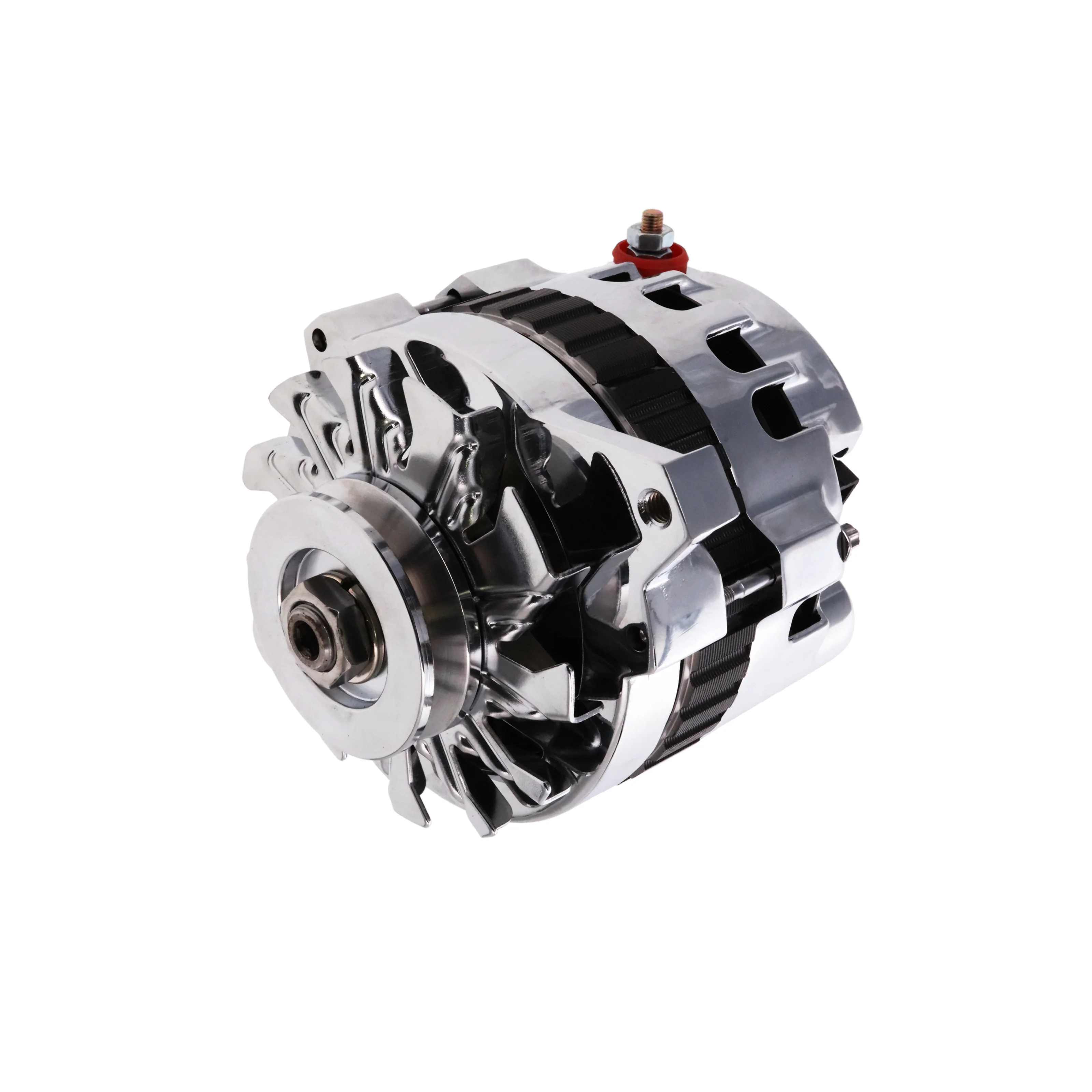 6.61 in. GM CS130 Style 160 Amp Alternator with V-Belt Pulley - Chrome