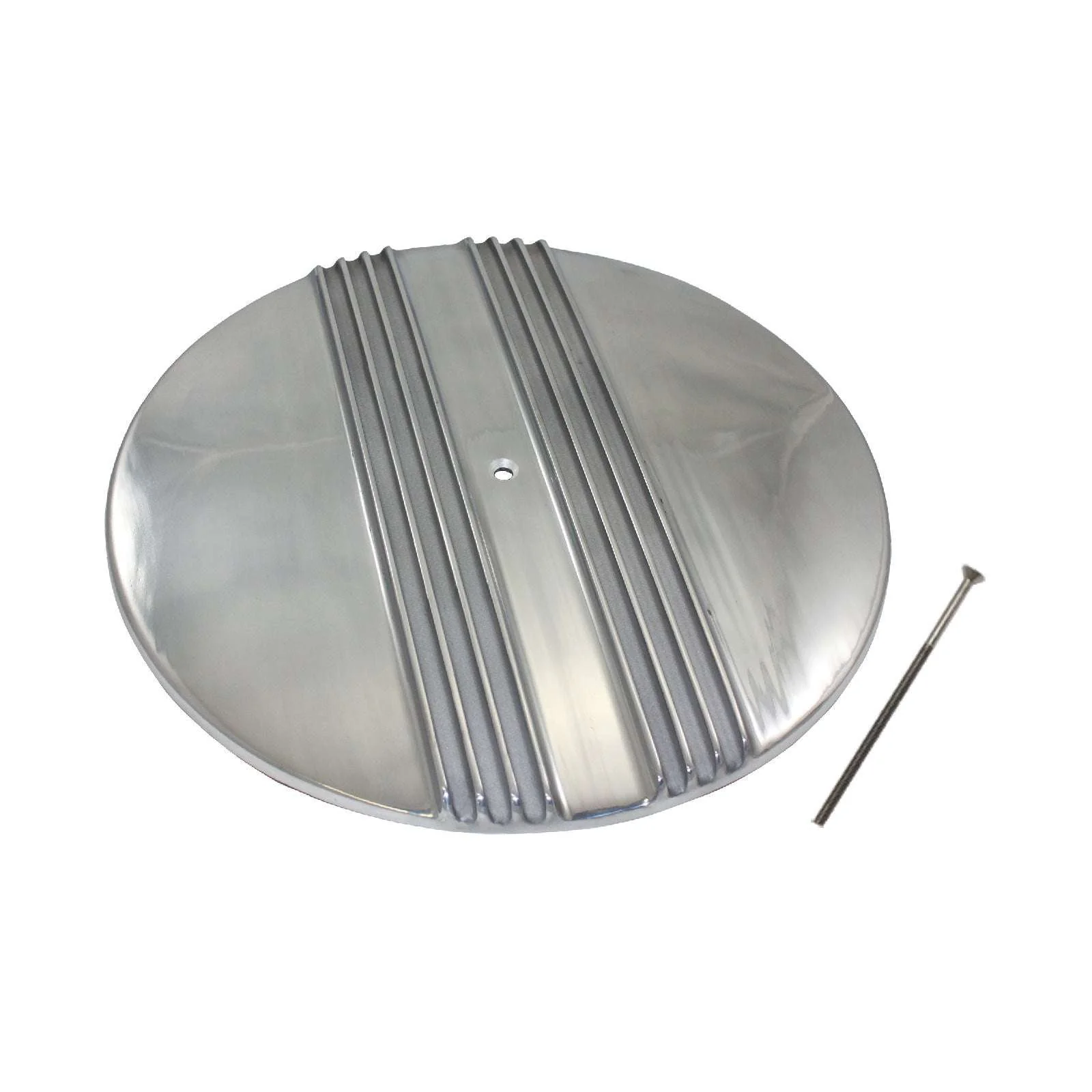 14" Polished Aluminum Center Finned Air Cleaner Top