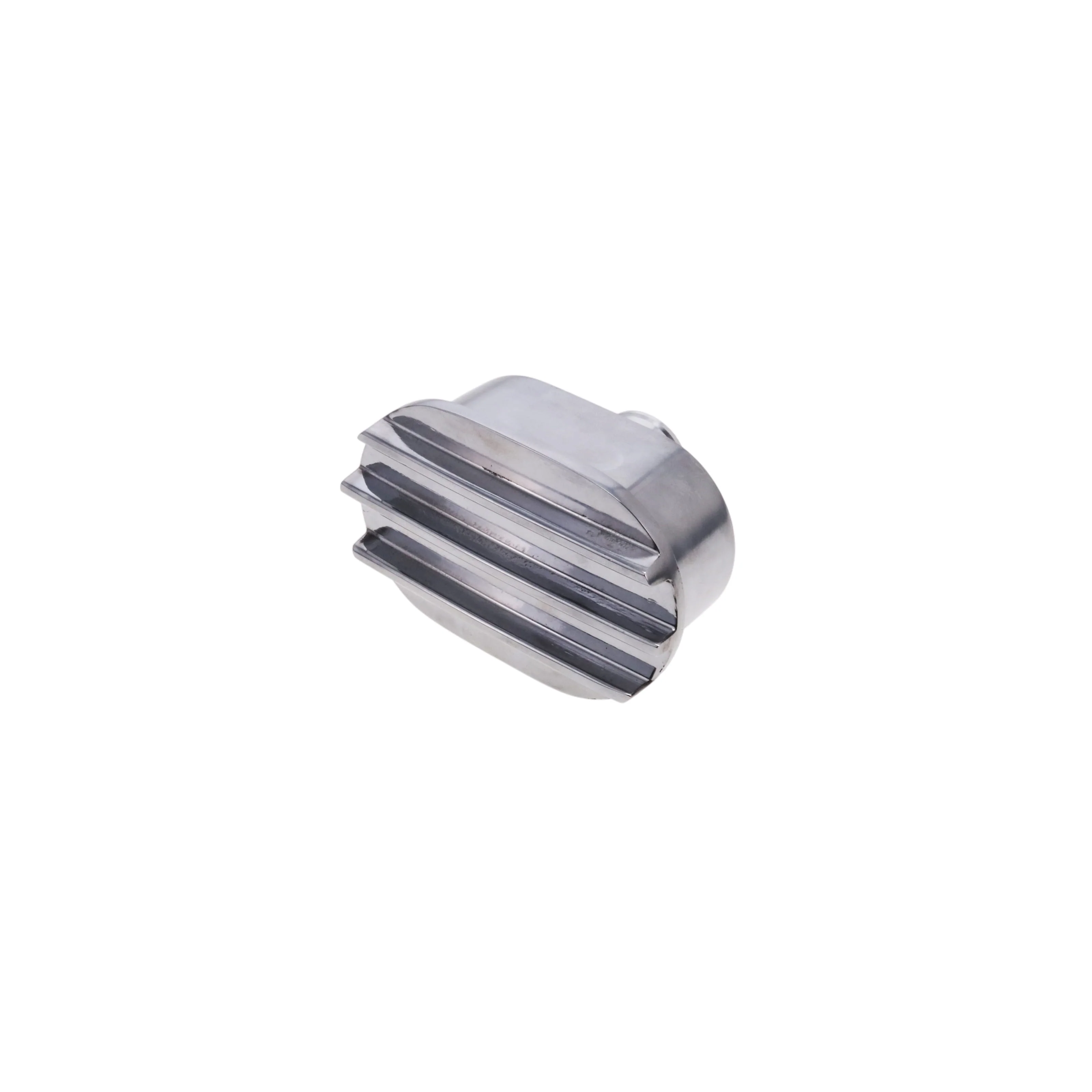 Aluminum Breather Cap, Push-In Oval Finned - Polished - Image 3