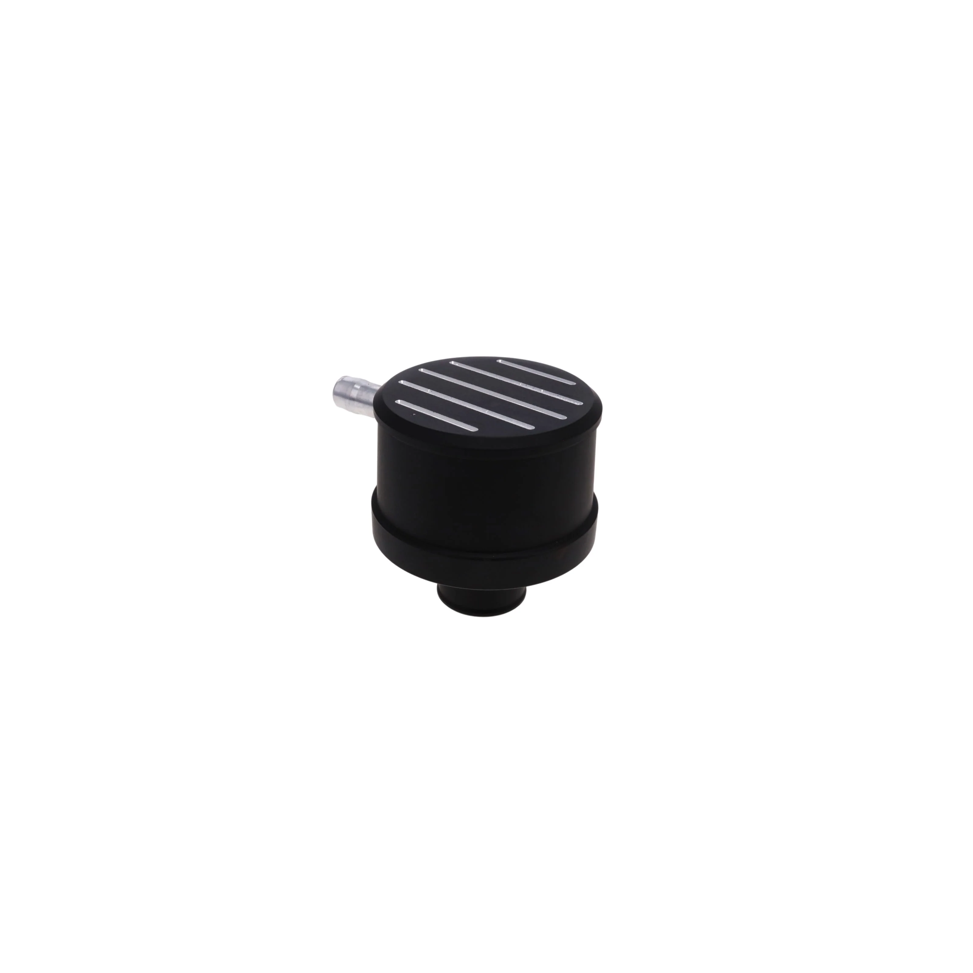 Aluminum Breather Cap, Push-In with Tube Ball-Milled - Black - Image 4