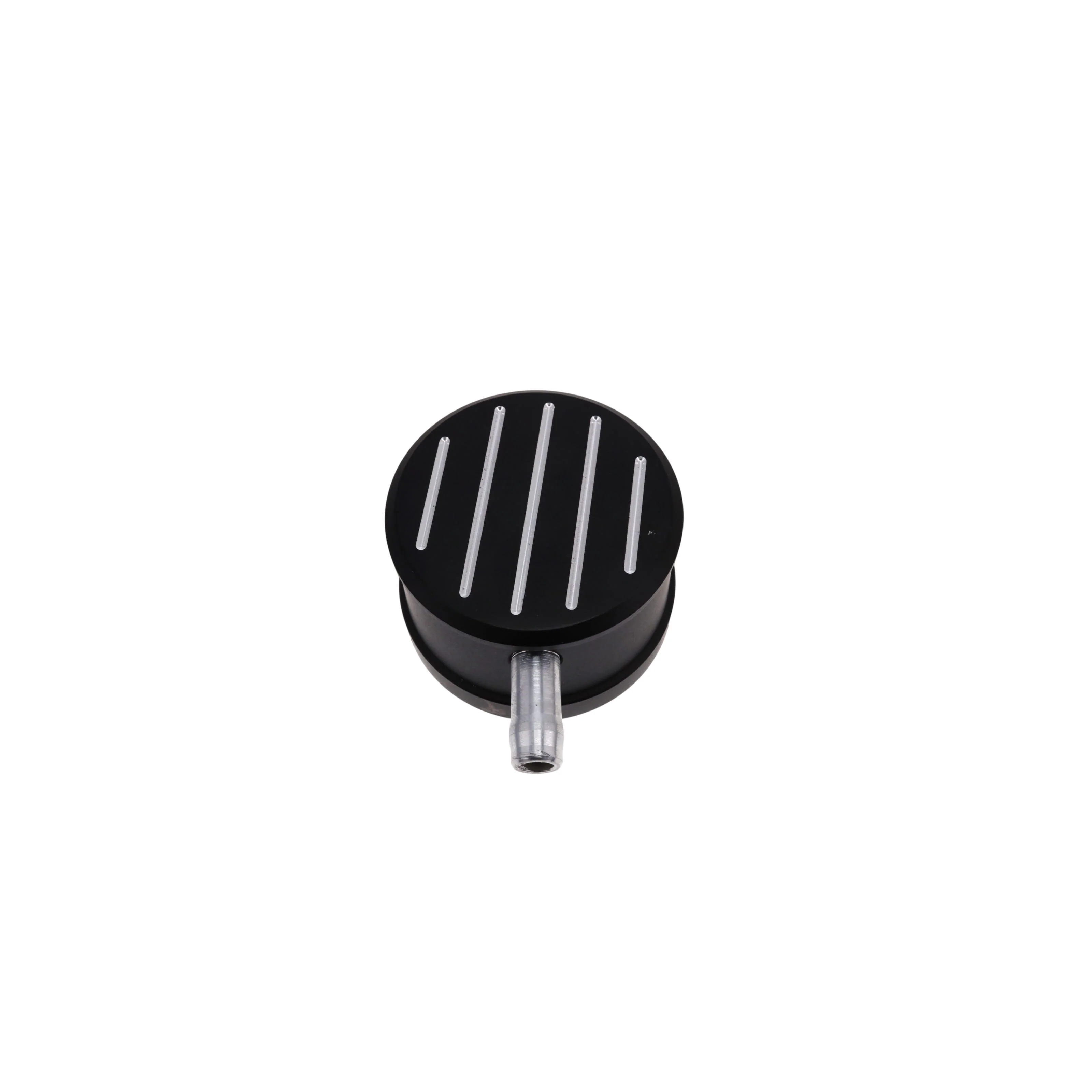 Aluminum Breather Cap, Push-In with Tube Ball-Milled - Black - Image 5