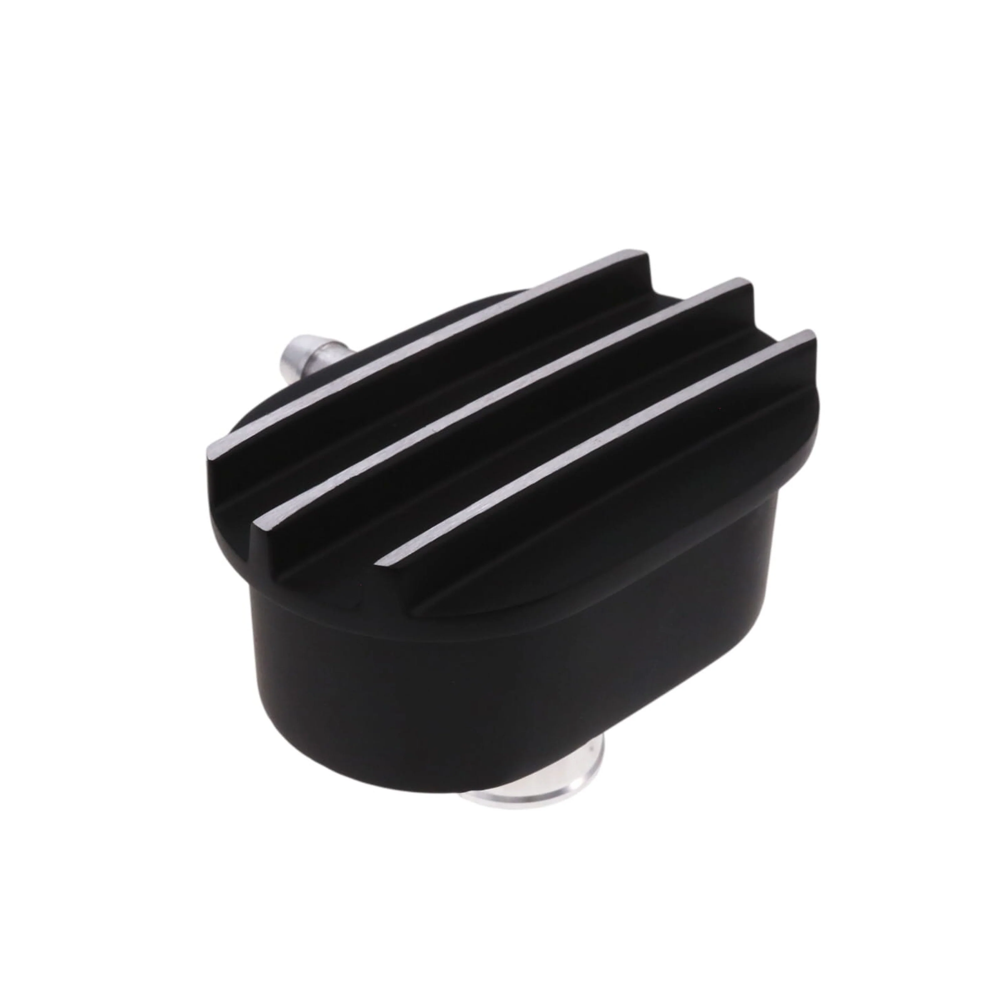 Aluminum Breather Cap, Push-In with Tube Oval Finned - Black