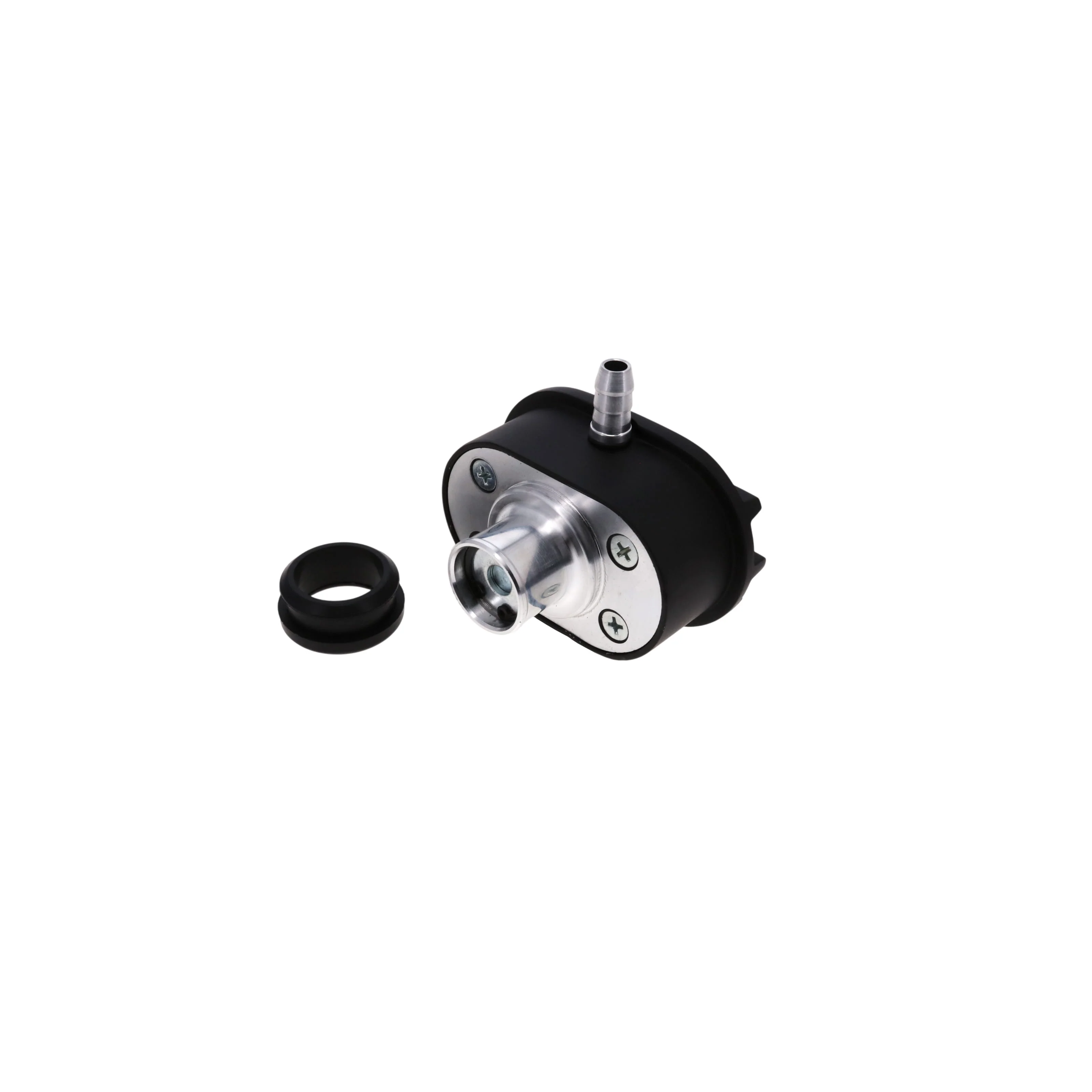 Aluminum Breather Cap, Push-In with Tube Oval Finned - Black - Image 2
