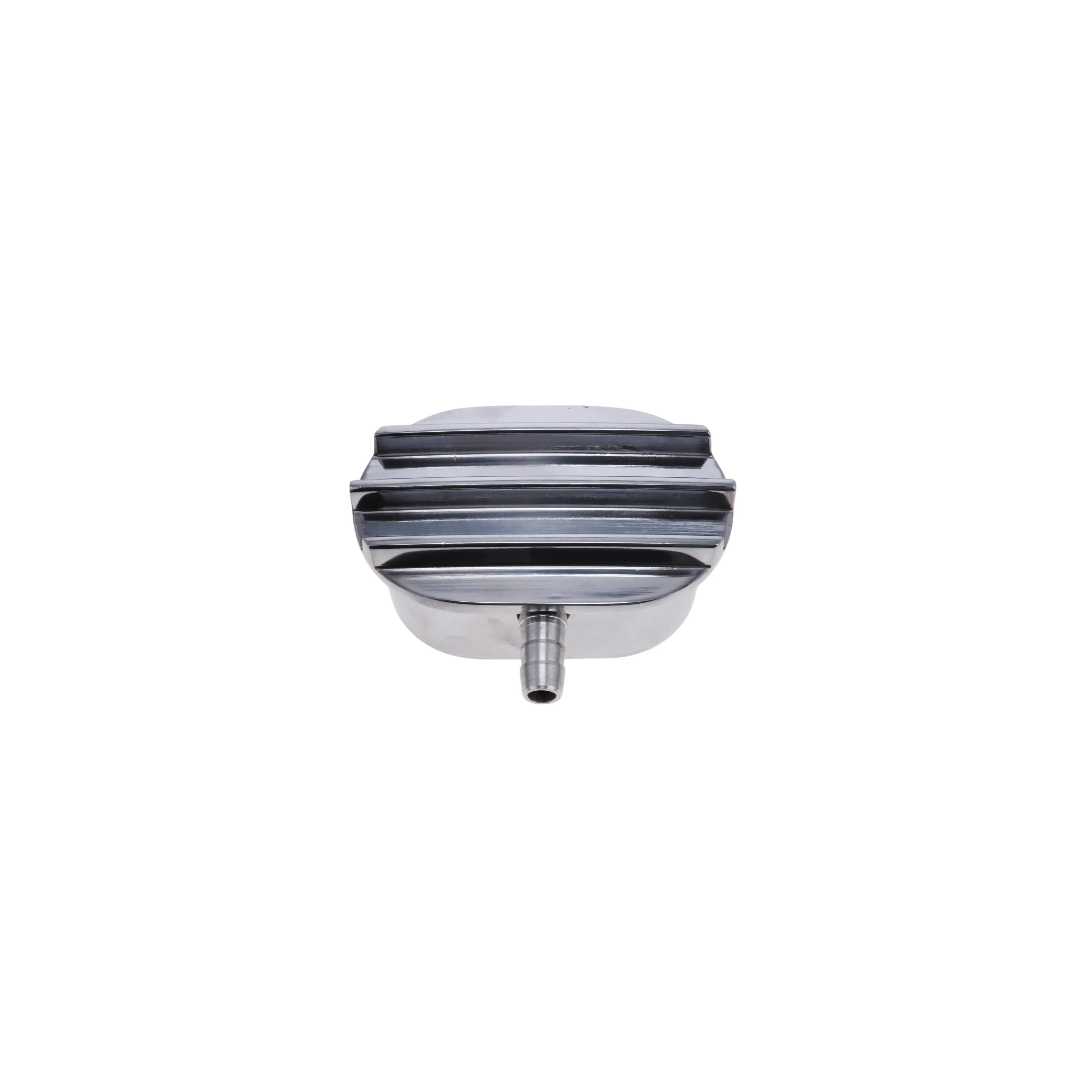 Aluminum Breather Cap, Push-In with Tube Oval Finned - Polished - Image 5