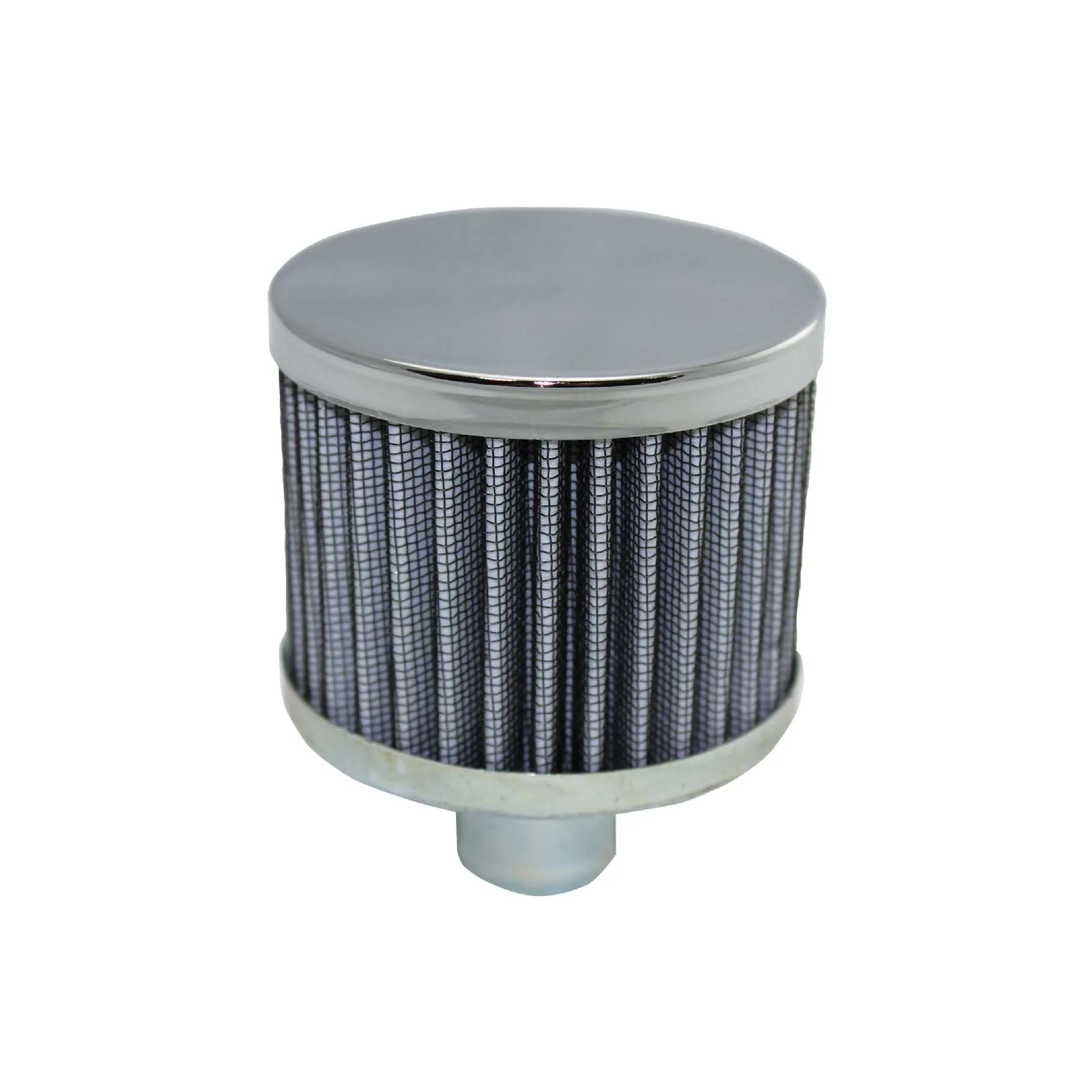 Chrome Steel Round Push-In No-Lip Breather with Washable Filter
