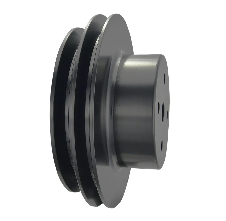 Chevy Big Block Double-Groove Aluminum Long Water Pump Pulley - Black