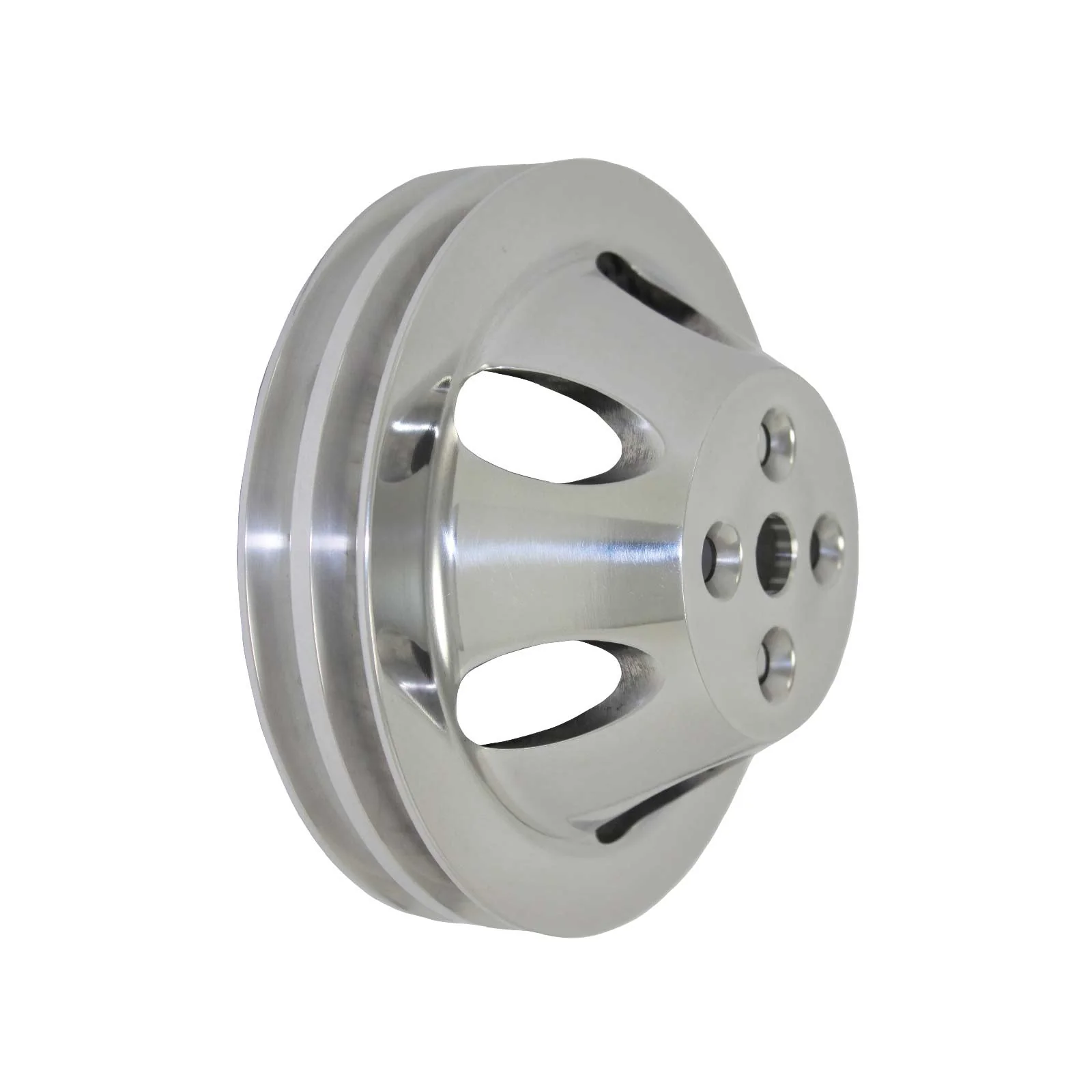 Chevy Big Block Double-Groove Aluminum Short Water Pump Pulley - Satin