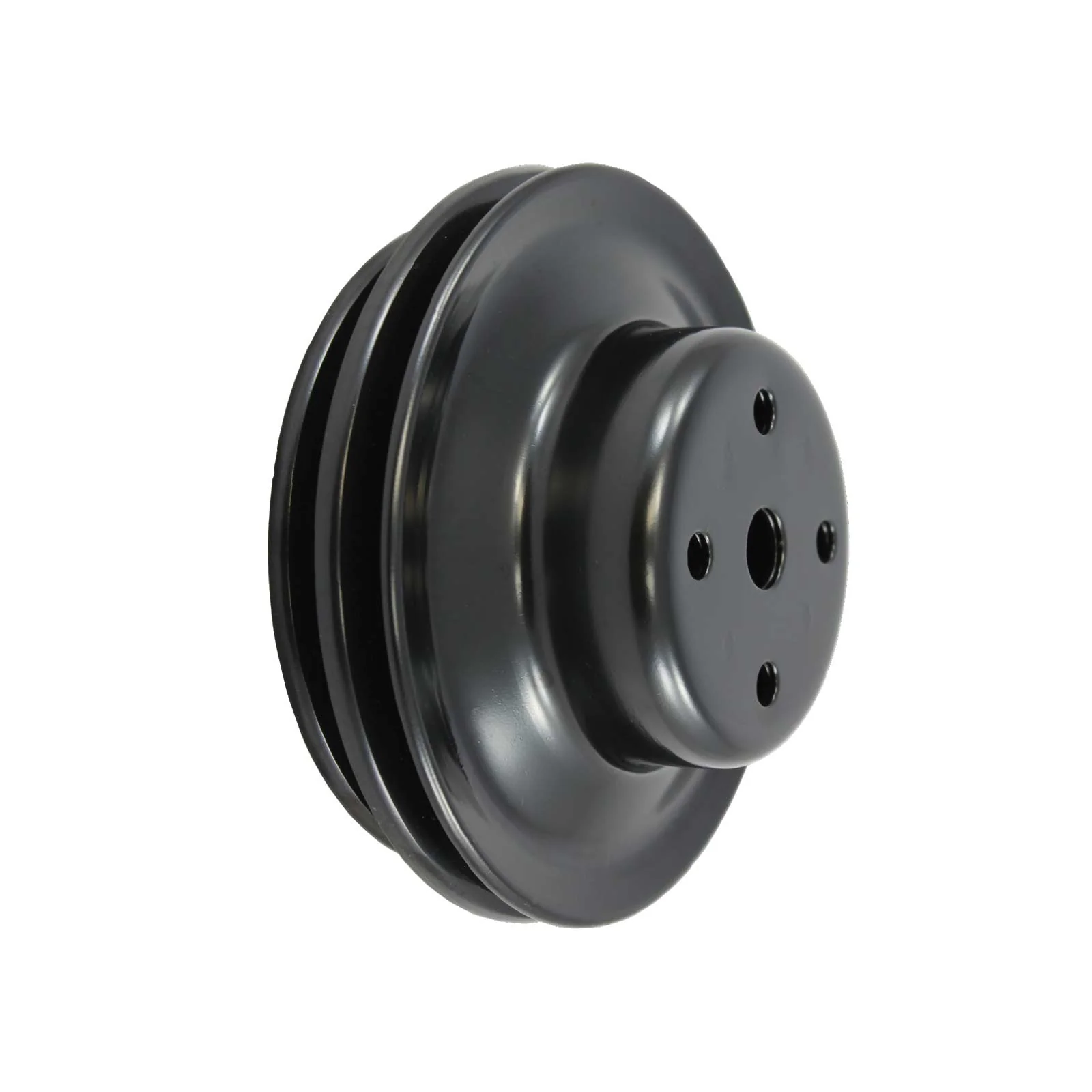 Chevy Big Block Double-Groove Steel Long Water Pump Pulley - Black