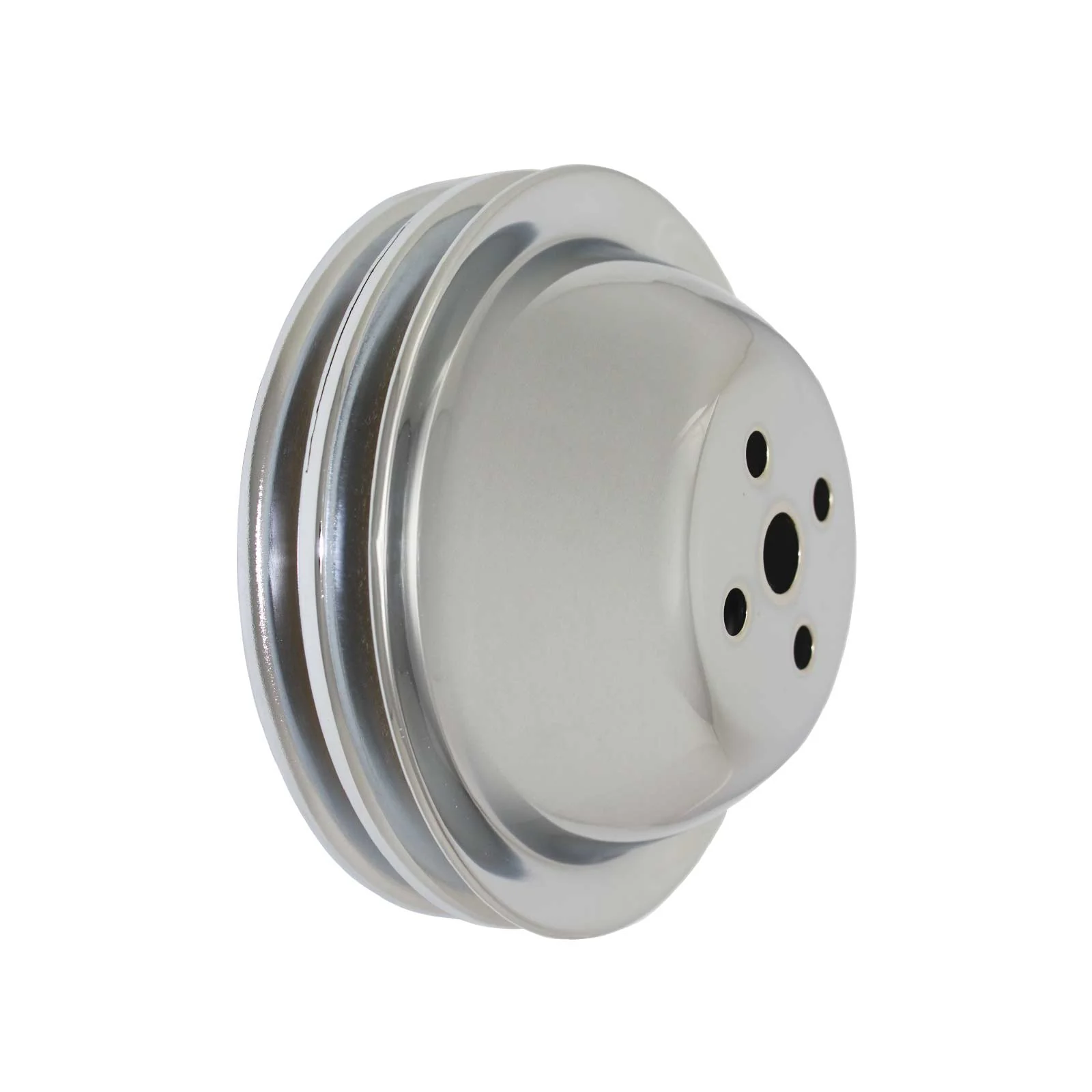 Chevy Big Block Double-Groove Steel Short Water Pump Pulley - Chrome