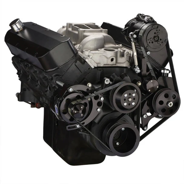 Chevy Big Block Gen. VI Serpentine Conversion Kit - AC, Alternator & Power Steering, Long Water Pump - Black - Image 3