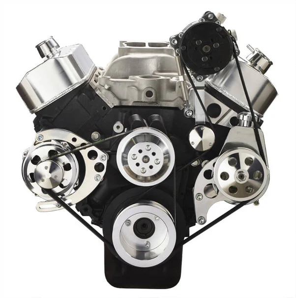 Chevy Big Block Gen. VI Serpentine Conversion Kit - AC, Alternator & Power Steering, Long Water Pump - Polished - Image 3