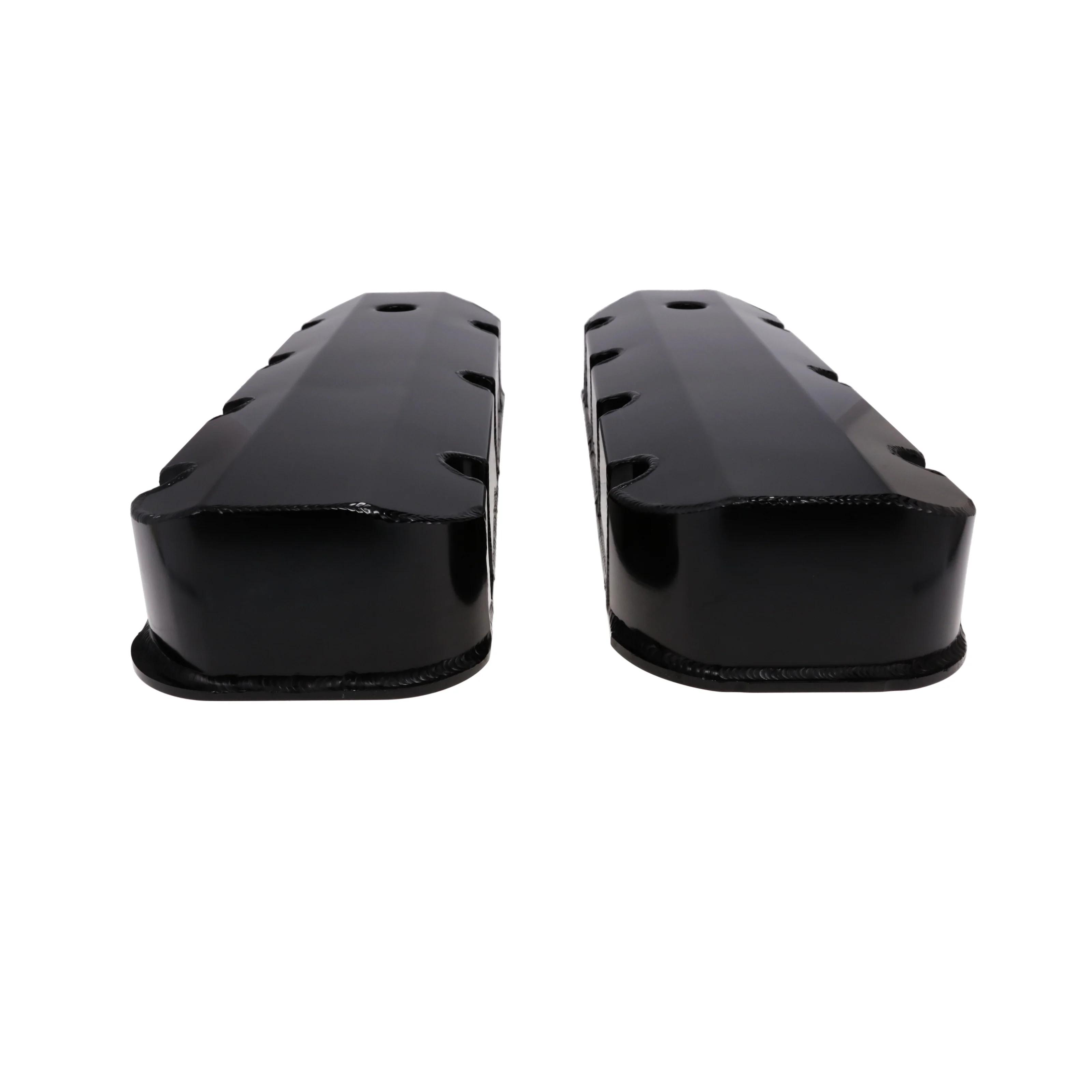 Chevy Big Block Short Bolt Fabricated Aluminum Valve Covers with Breather Holes - Black - Image 3