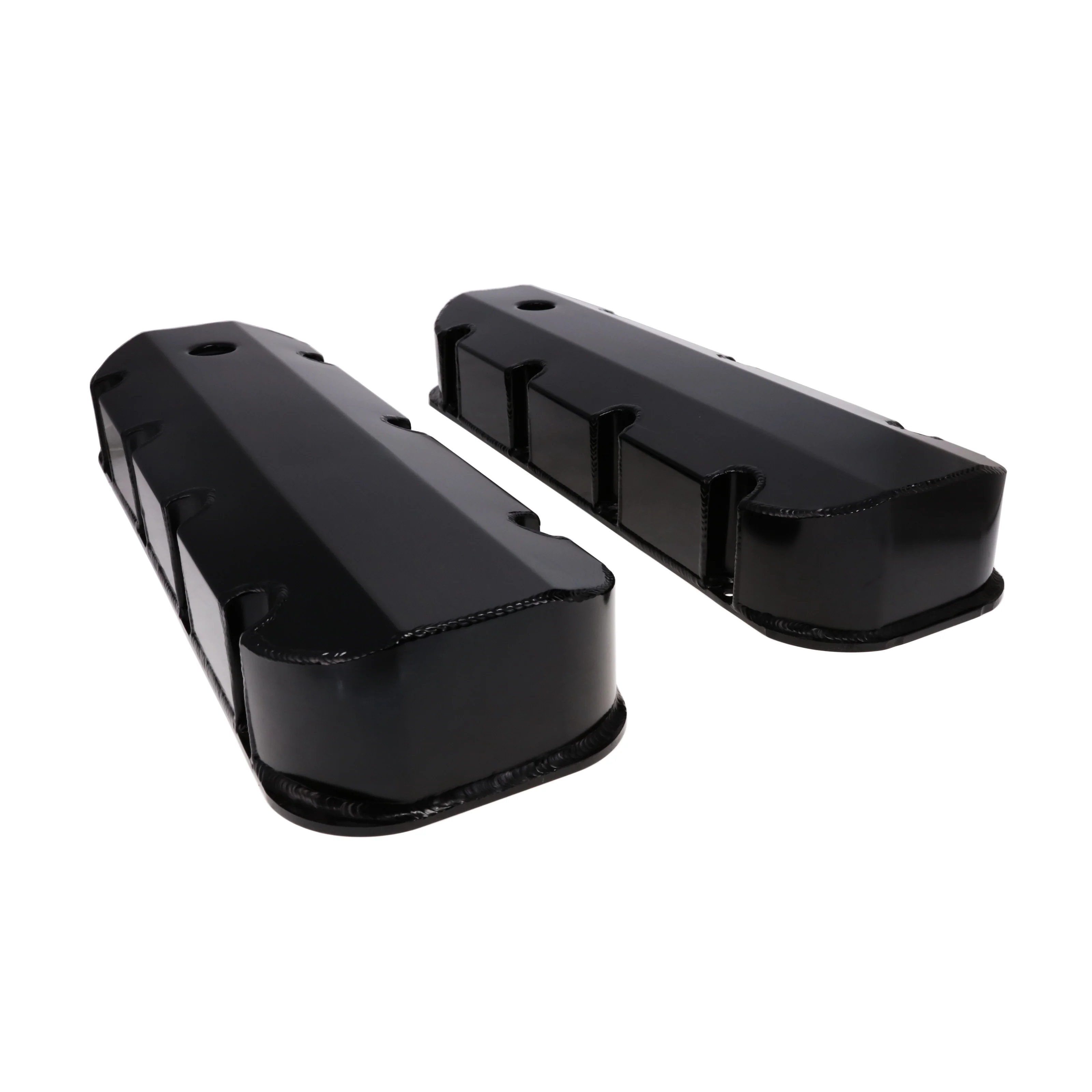 Chevy Big Block Short Bolt Fabricated Aluminum Valve Covers with Breather Holes - Black - Image 4