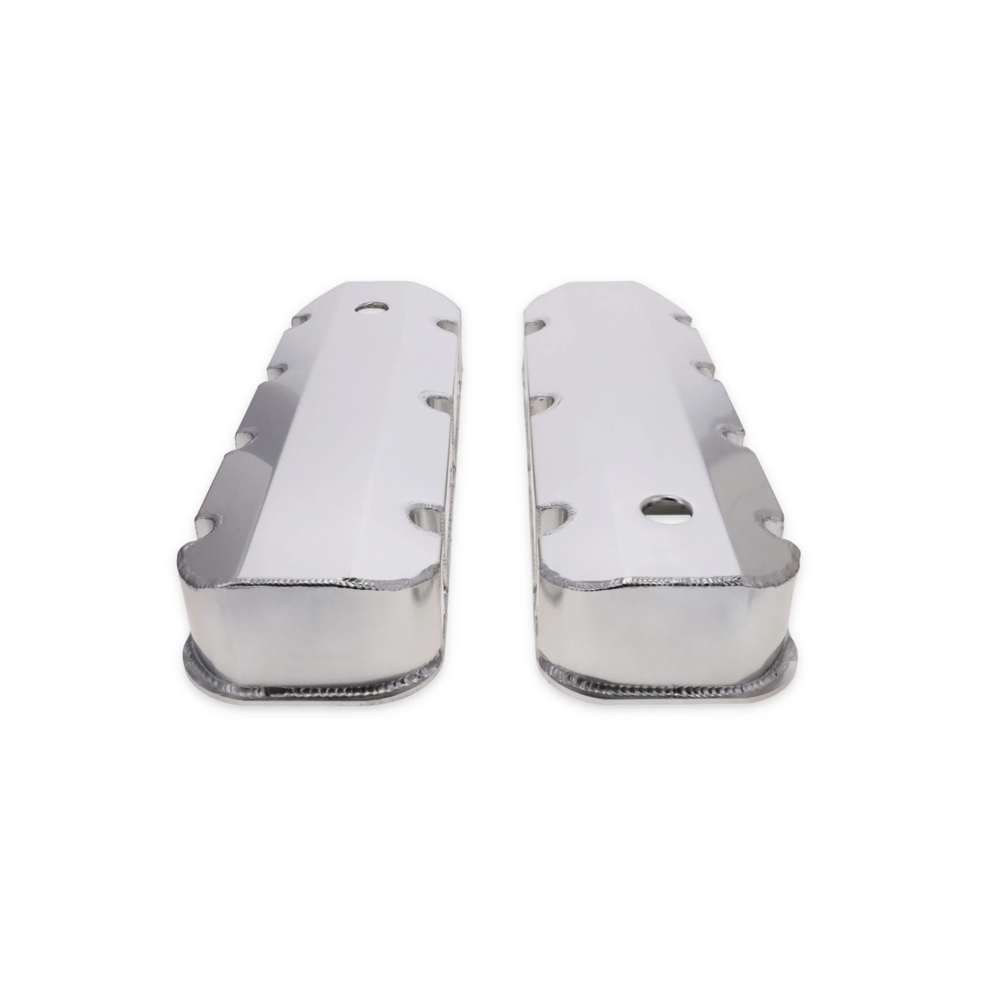 Chevy Big Block Short Bolt Fabricated Aluminum Valve Covers with Breather Holes - Clear Anodized - Image 2