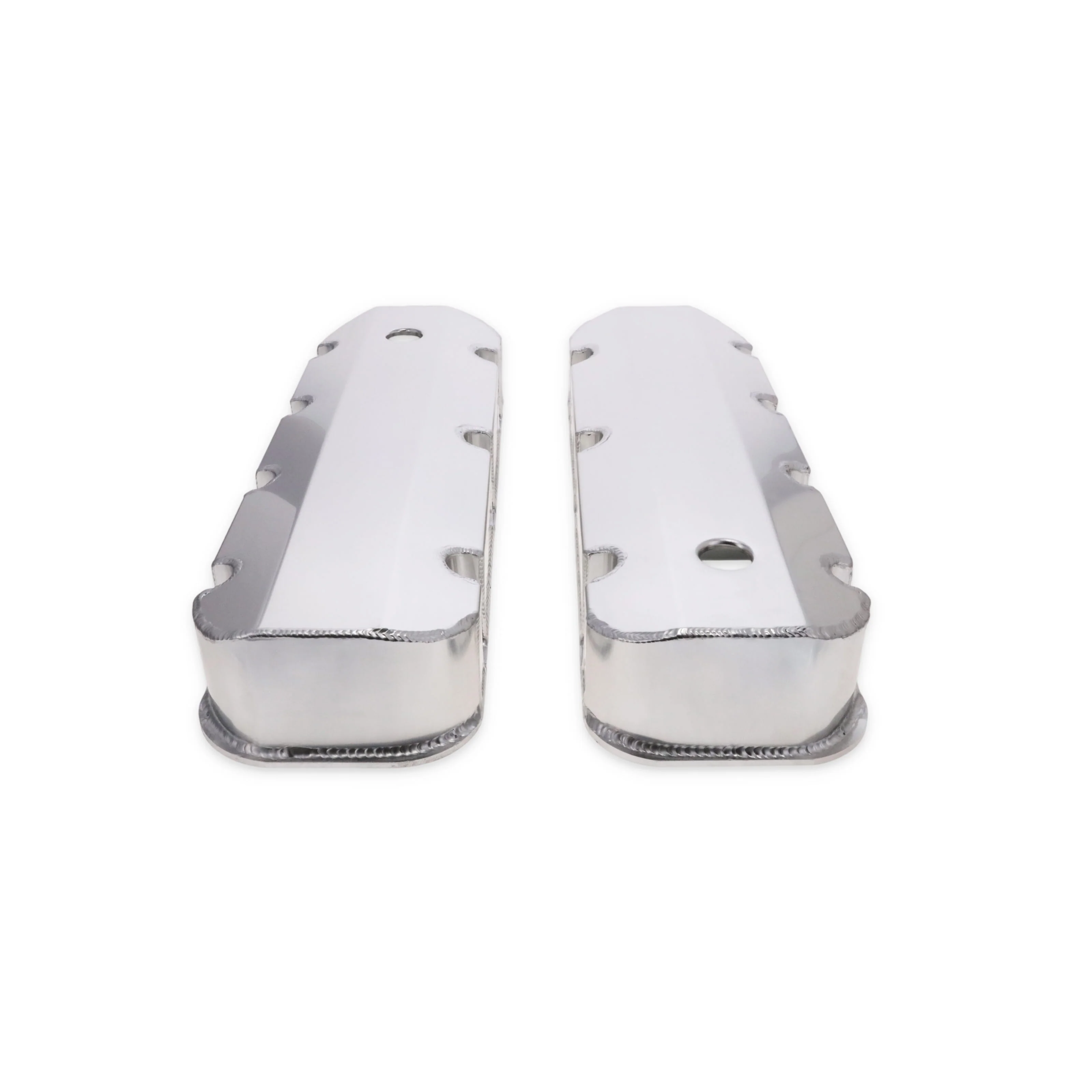 Chevy Big Block Short Bolt Fabricated Aluminum Valve Covers with Breather Holes - Clear Anodized - Image 3
