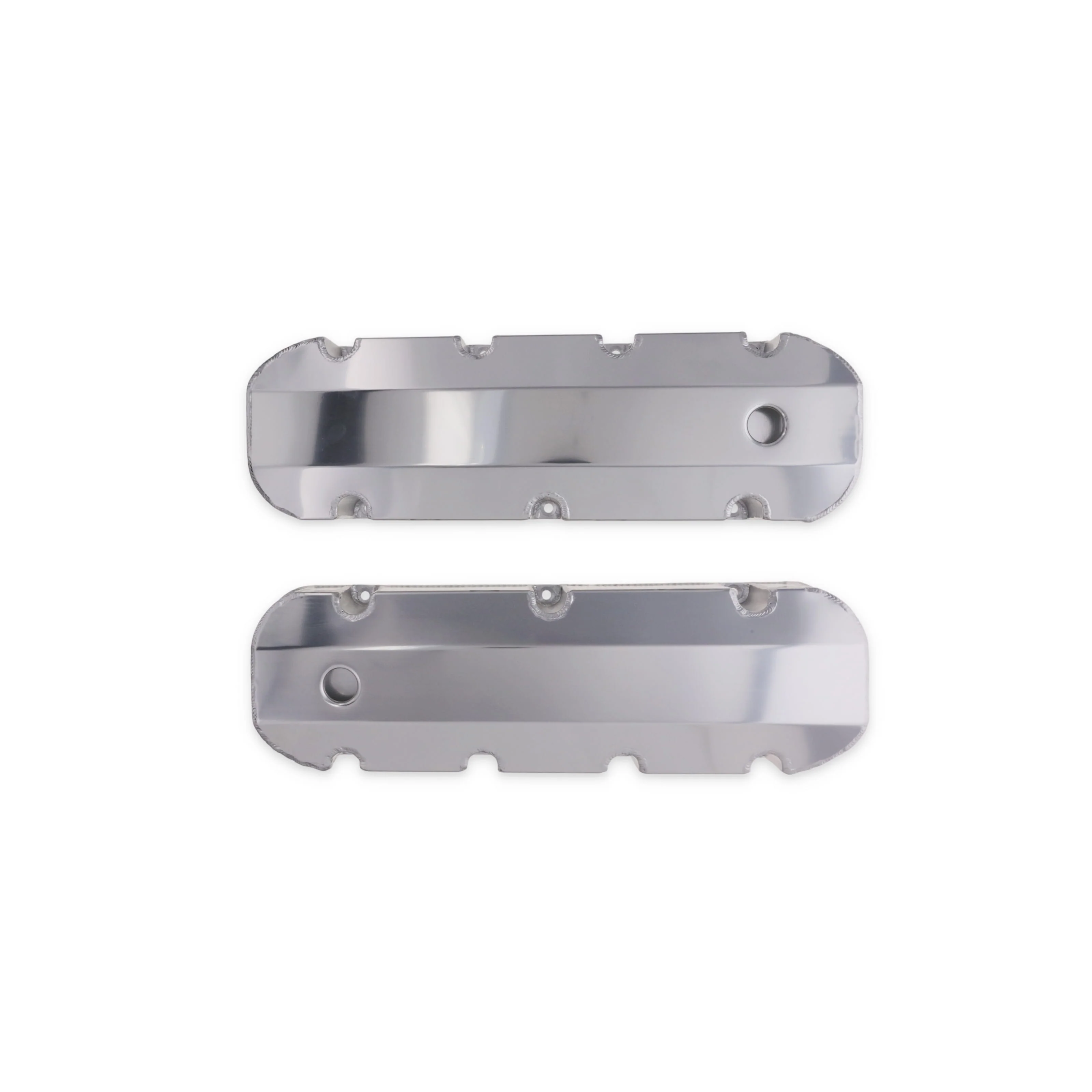 Chevy Big Block Short Bolt Fabricated Aluminum Valve Covers with Breather Holes - Clear Anodized - Image 4