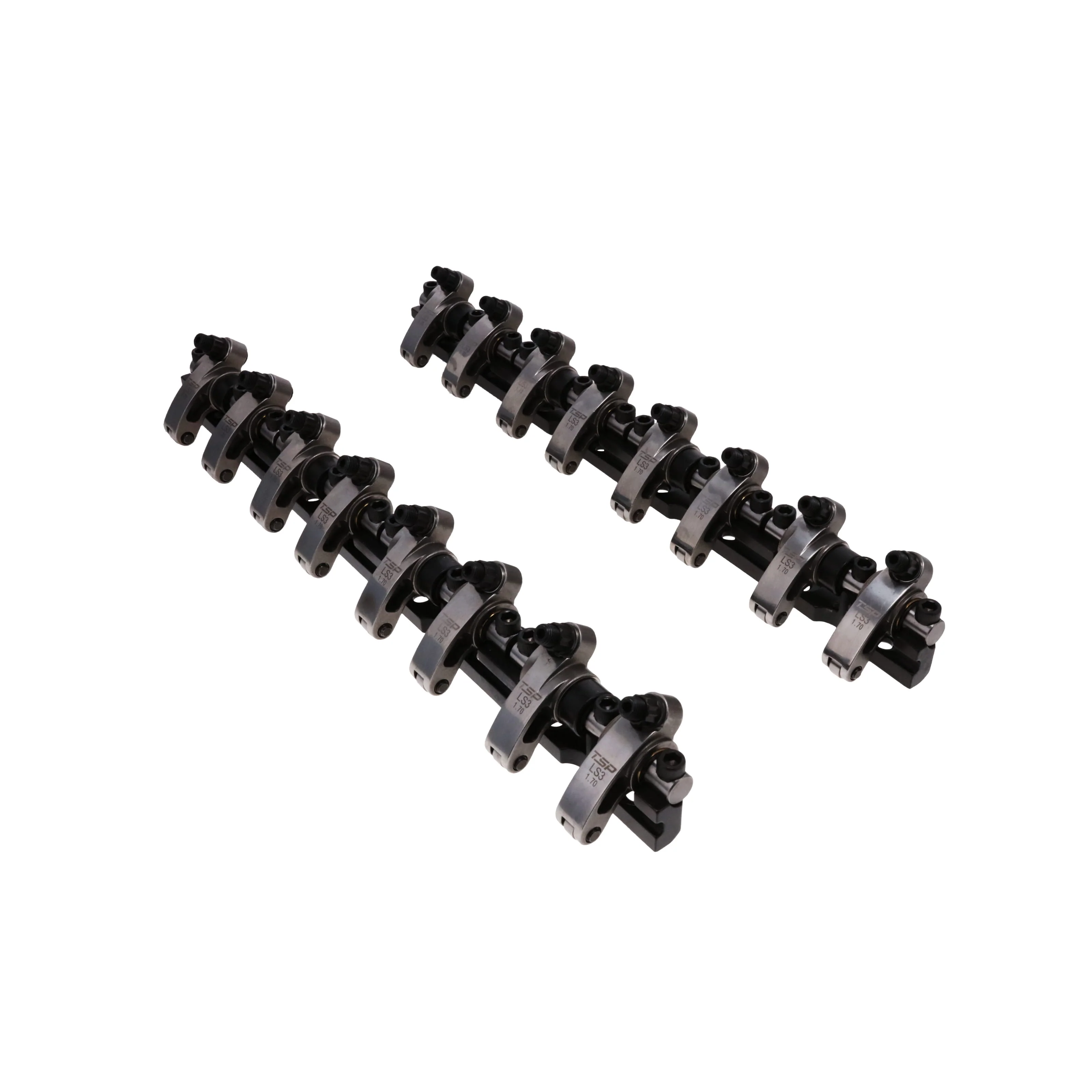Chevy LS3 Stainless Steel Shaft Pro Series Rocker Arm System, 1.7 Ratio, Bronze Bushing Trunnion, Needle Bearing Tip