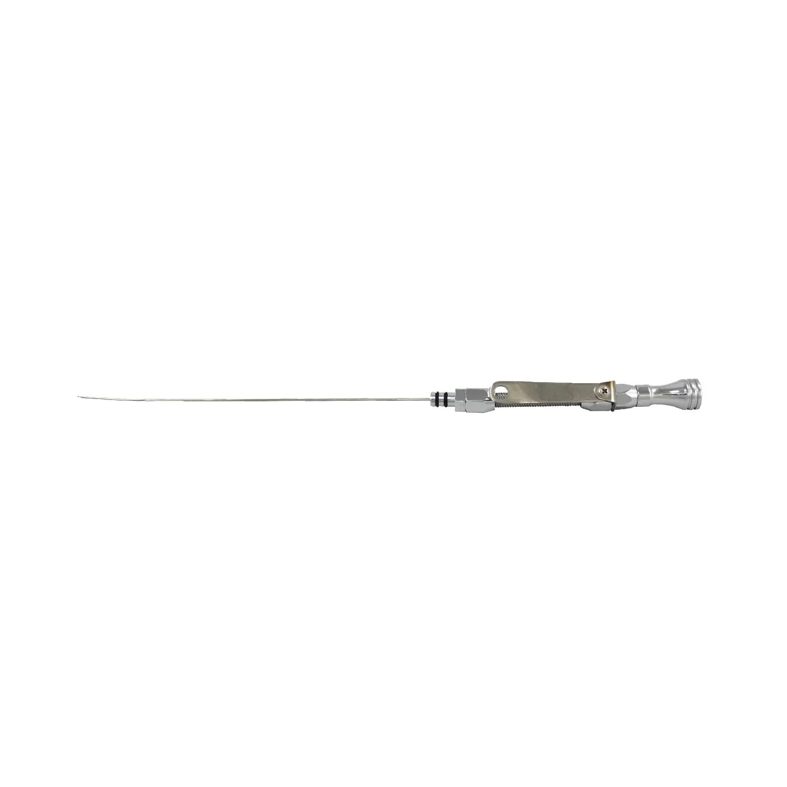 Chevy Small Block 1955-1979 Braided Stainless Steel Engine Oil Dipstick - Chrome