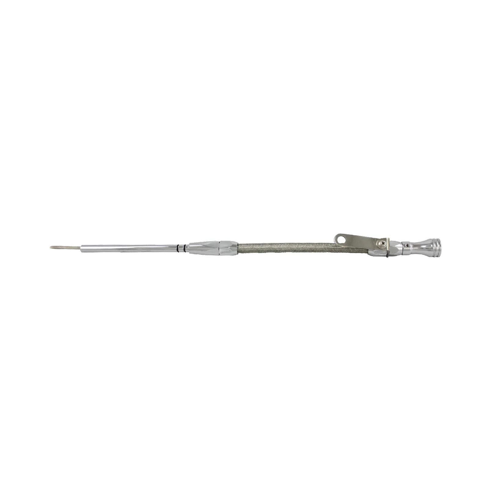 Chevy Small Block 1980-1985 Braided Stainless Steel Engine Oil Dipstick - Chrome