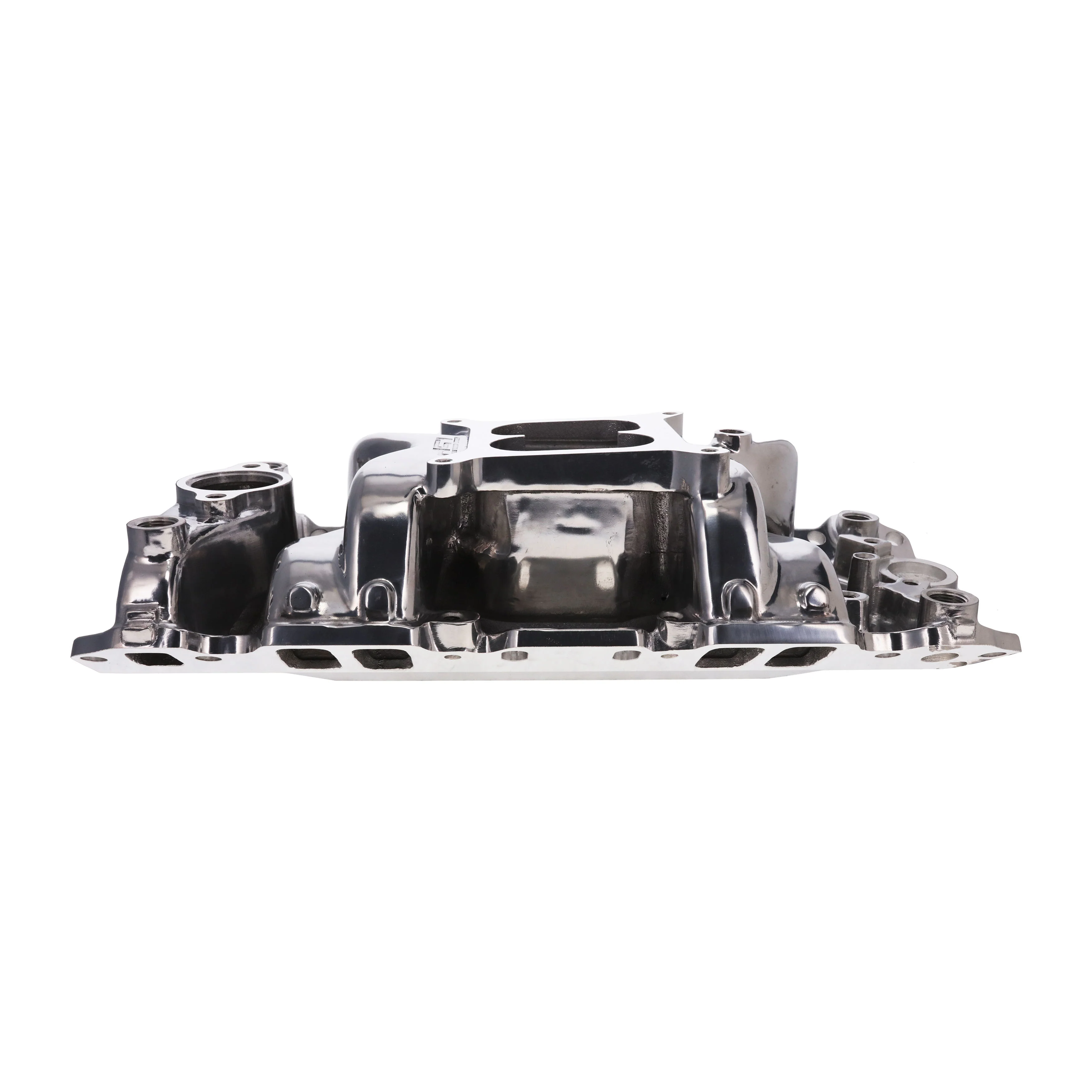 Chevy Small Block Carbureted Dual Plane Air Gap Aluminum Intake Manifold - Polished - Image 6
