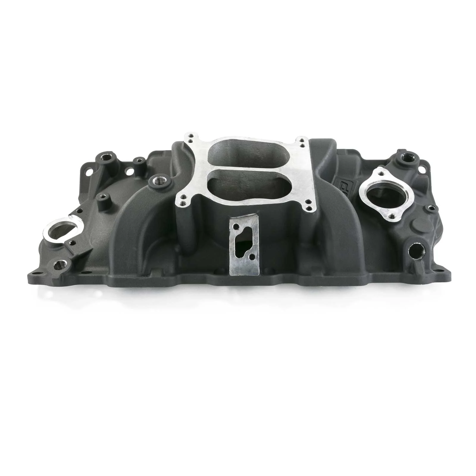 Chevy Small Block Carbureted Dual Plane Aluminum Intake Manifold - Black - Image 2