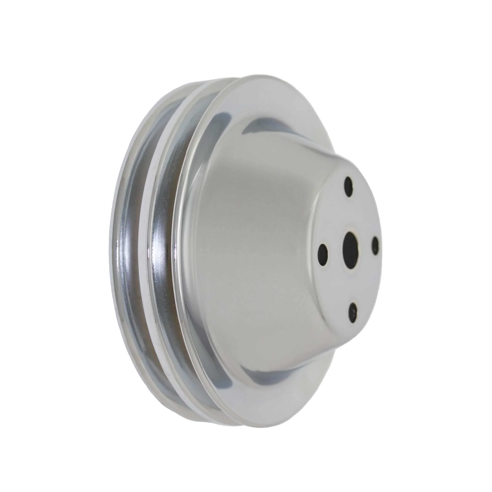 Chevy Small Block Double-Groove Steel Long Water Pump Pulley - Chrome