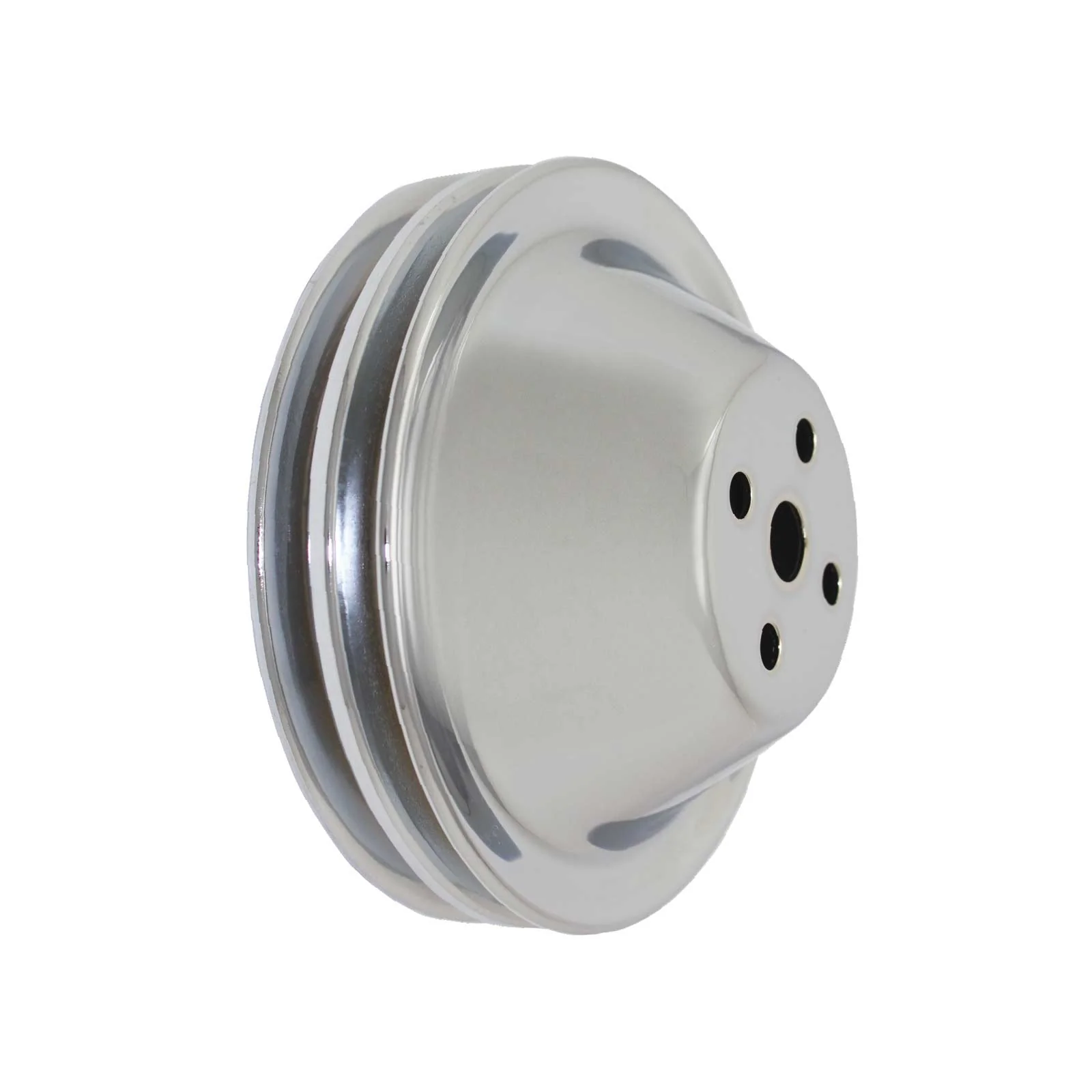 Chevy Small Block Double-Groove Steel Short Water Pump Pulley - Chrome