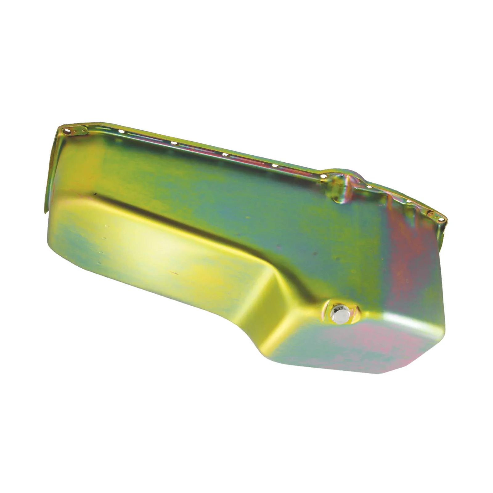 Chevy Small Block Driver Side Dipstick Steel Oil Pan - Gold Zinc