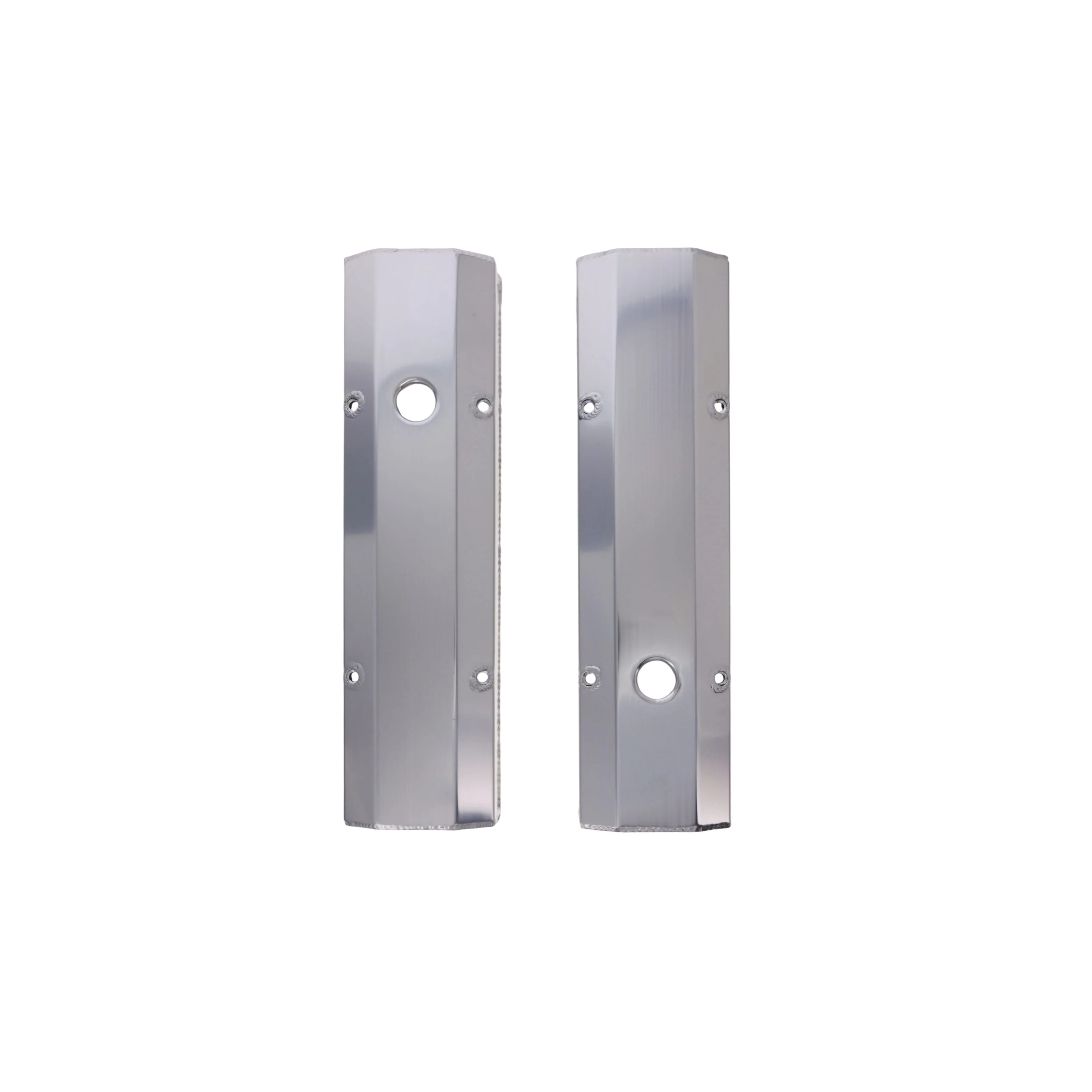Chevy Small Block Long Bolt Fabricated Aluminum Valve Covers with Breather Holes - Clear Anodized - Image 3