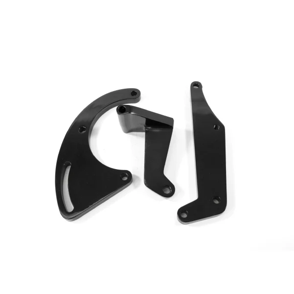 Chevy Small Block Long Water Pump A/C Compressor Bracket - Black - Image 2