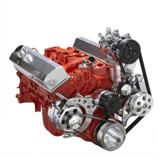 Chevy Small Block Serpentine Conversion - AC, Alternator & Power Steering, Electric Water Pump - Polished - Image 3