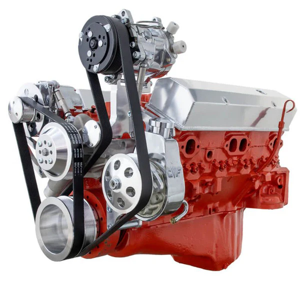 Chevy Small Block Serpentine Conversion - AC, PS, ALT - Long Water Pump - Polished - Image 2