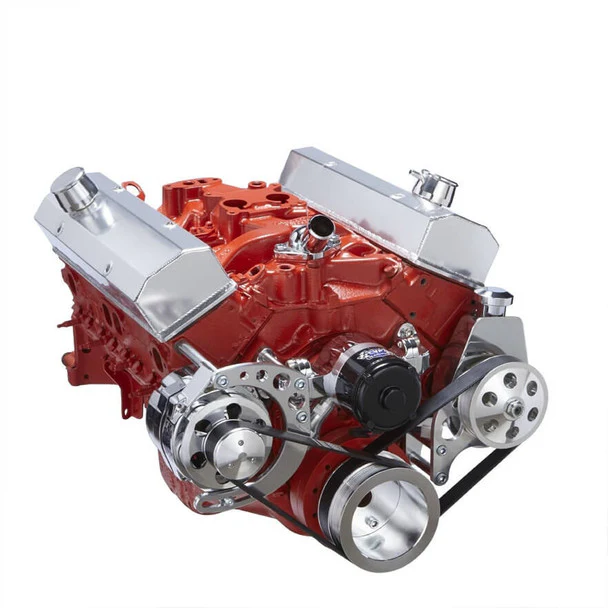 Chevy Small Block Serpentine Conversion - Power Steering Electric Water Pump - Polished - Image 3