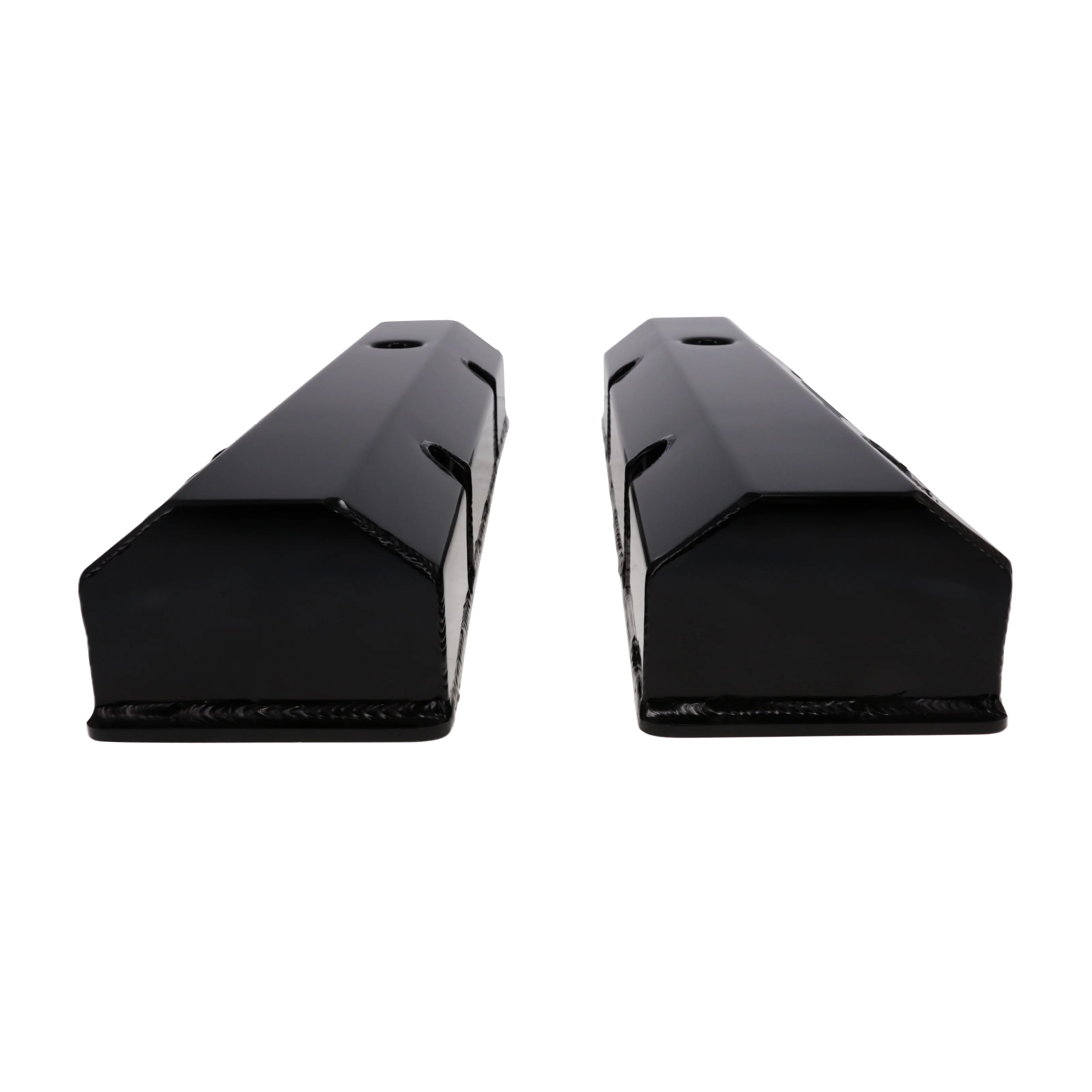 Chevy Small Block Short Bolt Fabricated Aluminum Valve Covers with Breather Holes - Black - Image 2
