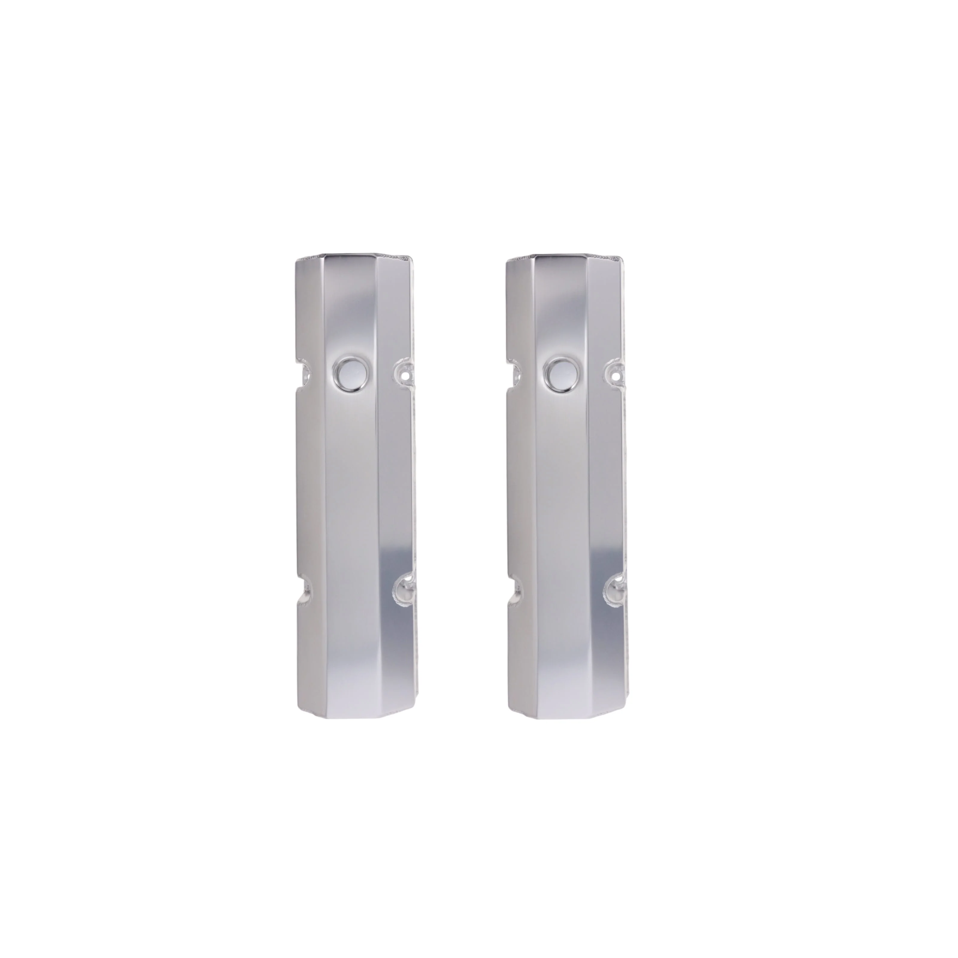 Chevy Small Block Short Bolt Fabricated Aluminum Valve Covers with Breather Holes - Clear Anodized - Image 3