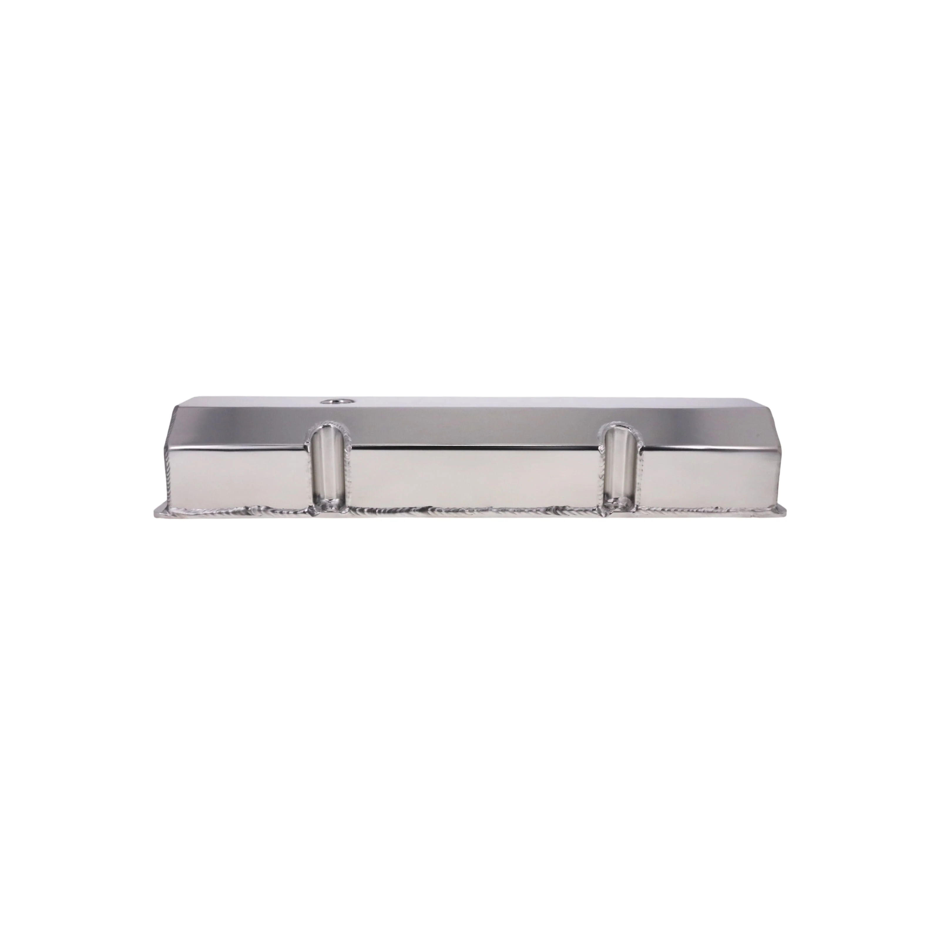 Chevy Small Block Short Bolt Fabricated Aluminum Valve Covers with Breather Holes - Clear Anodized - Image 4