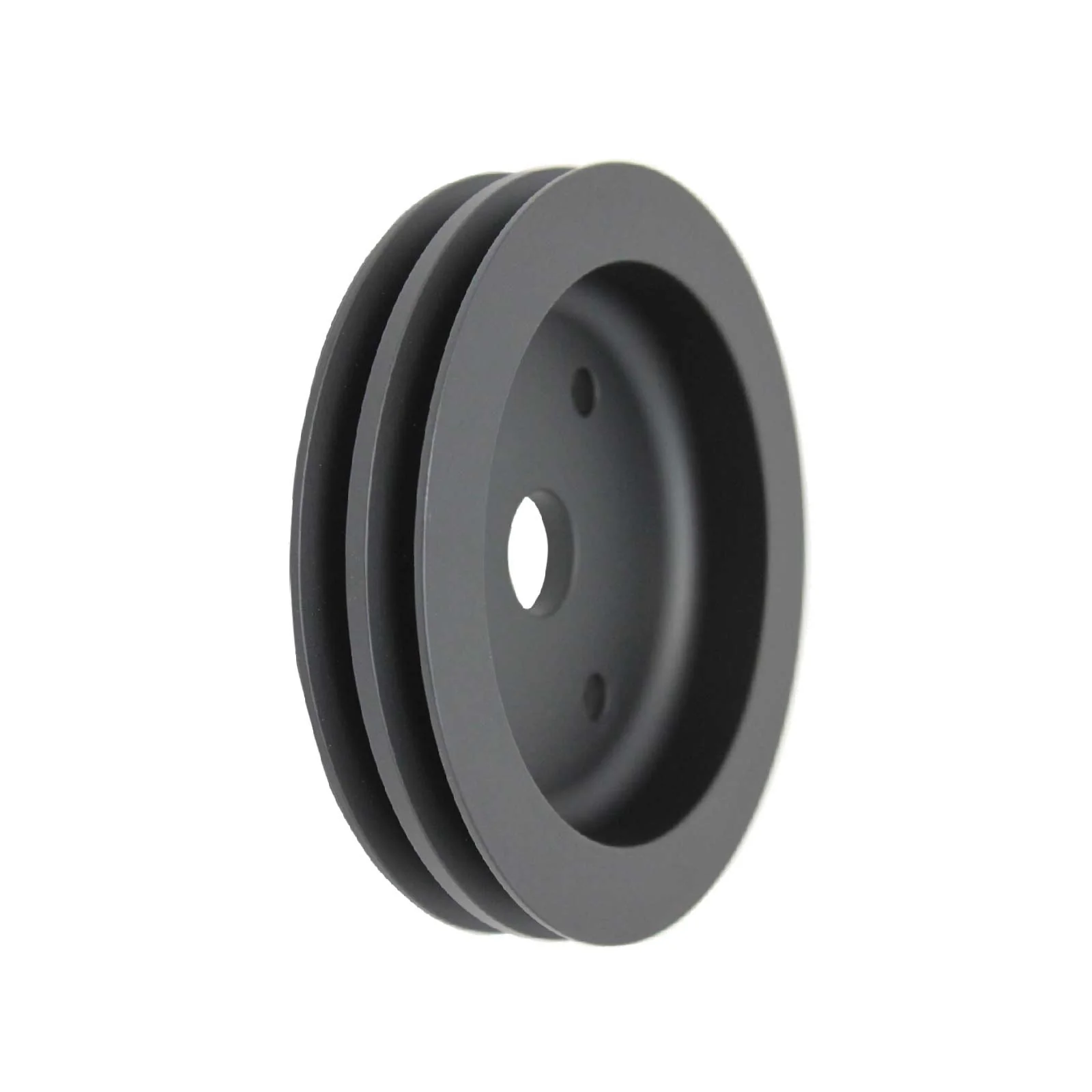 Chevy Small Block Short Water Pump Double-Groove Aluminum Crankshaft Pulley - Black