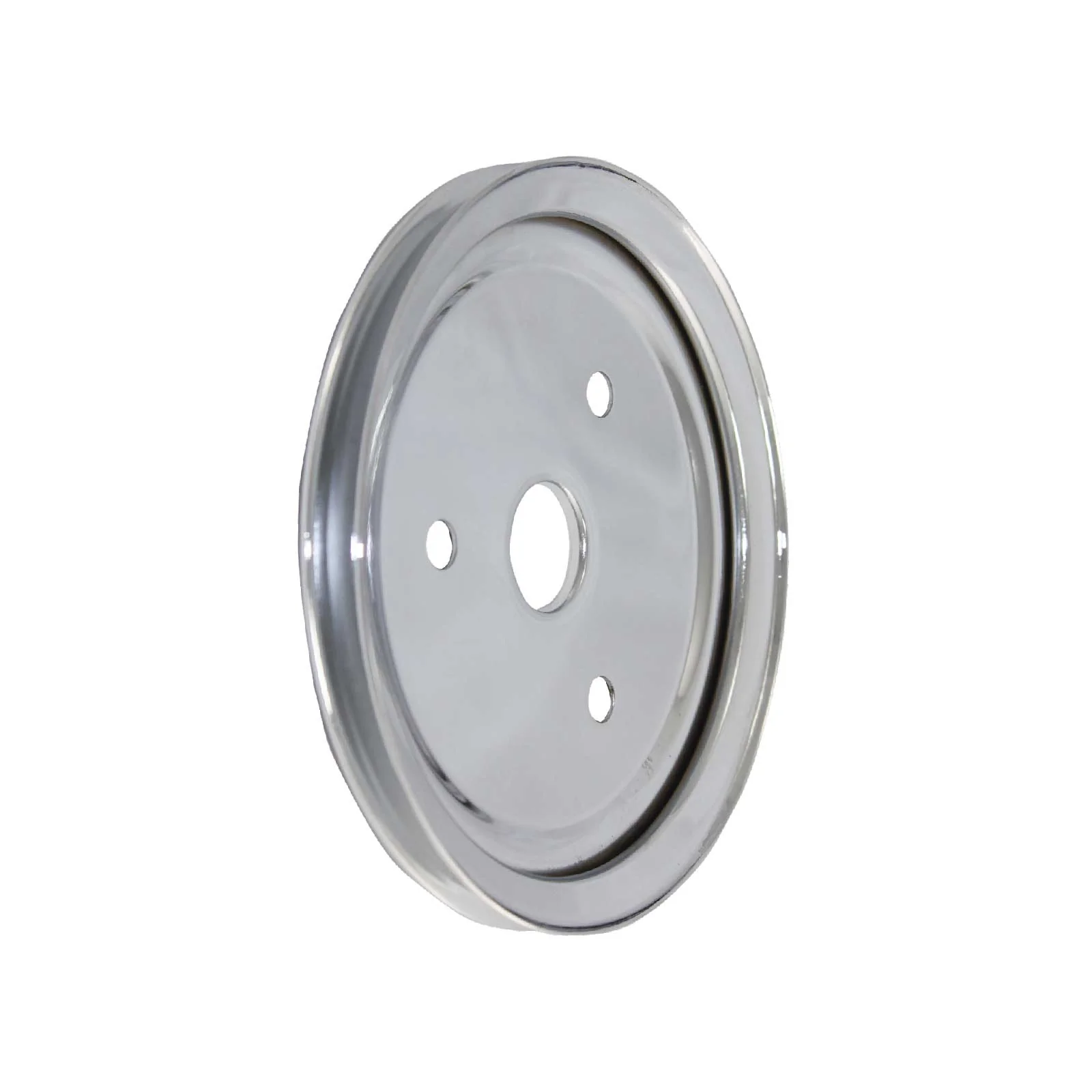 Chevy Small Block Short Water Pump Single-Groove Steel Crankshaft Pulley - Chrome