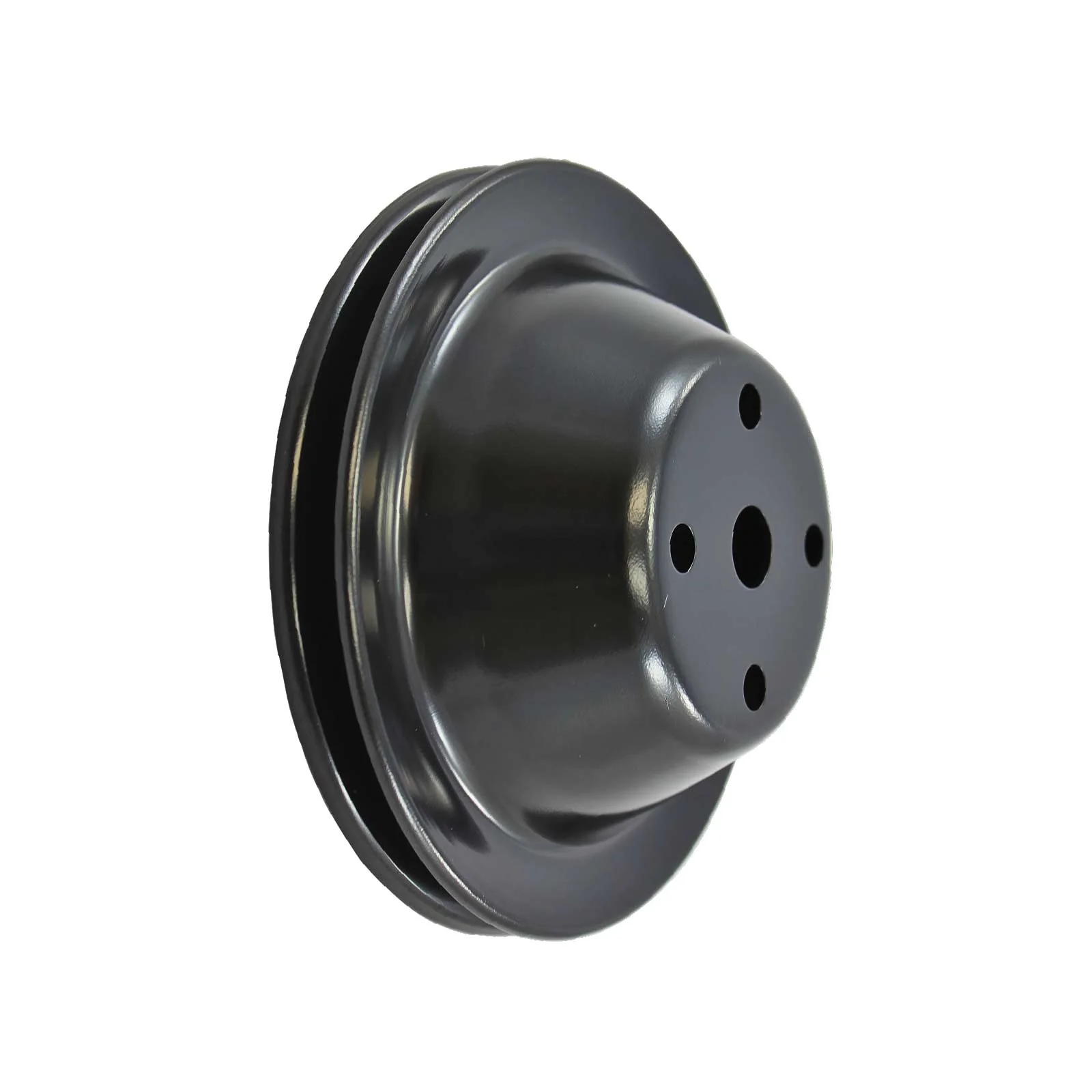 Chevy Small Block Single-Groove Steel Long Water Pump Pulley - Black