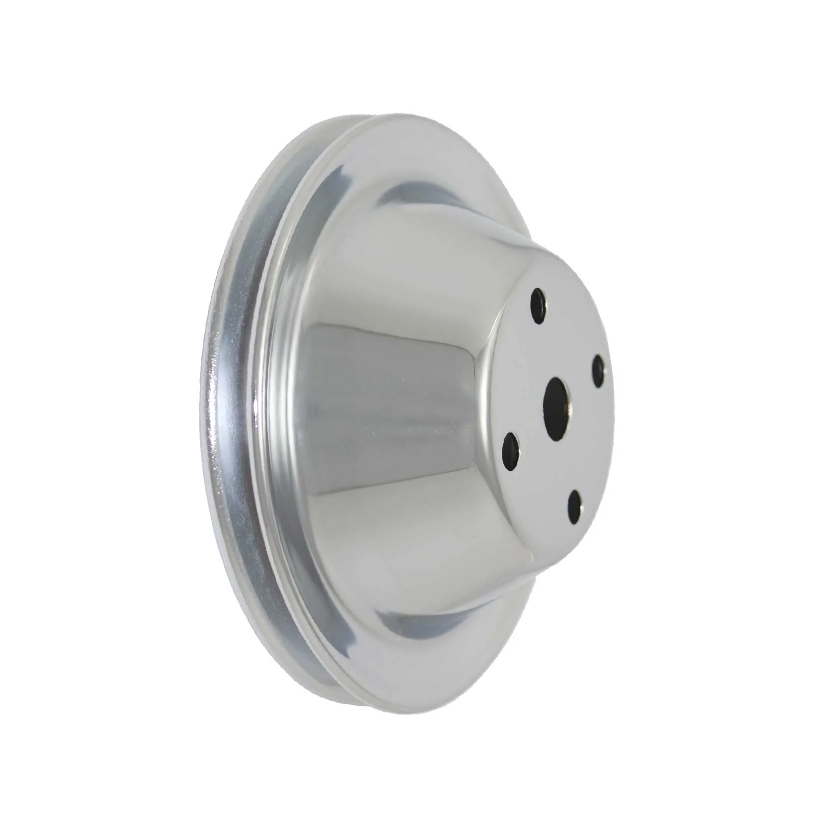 Chevy Small Block Single-Groove Steel Long Water Pump Pulley - Chrome
