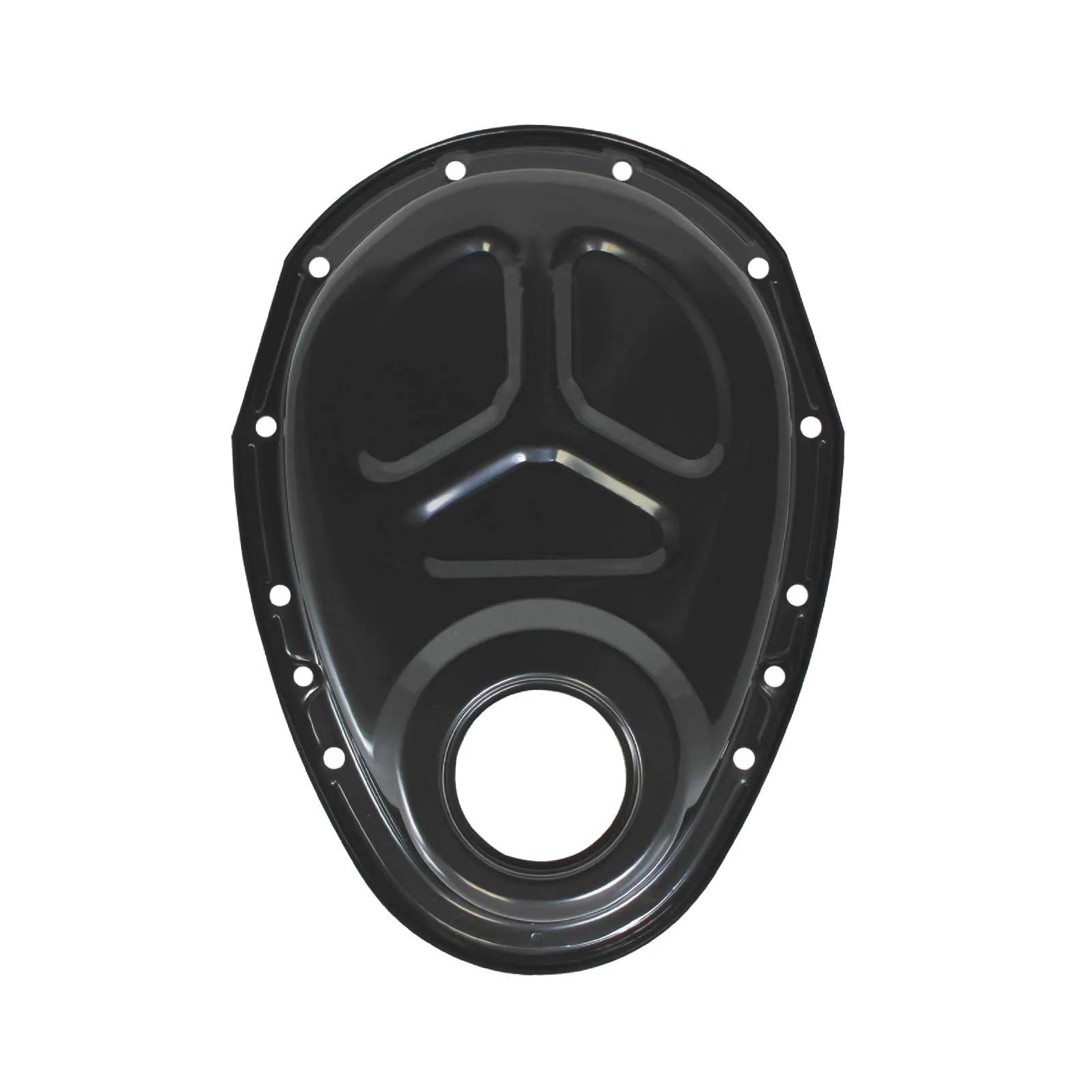 Chevy Small Block / GM 90° V6 Black Steel 1-Piece Timing Cover