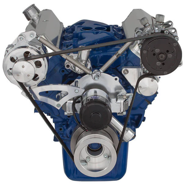 Ford 289-302-351W Serpentine Conversion Kit - Alternator & A/C - Electric Water Pump - Polished - Image 2