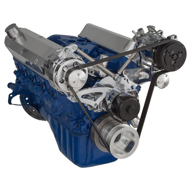 Ford 289-302-351W Serpentine Conversion Kit - Alternator & A/C - Electric Water Pump - Polished - Image 3