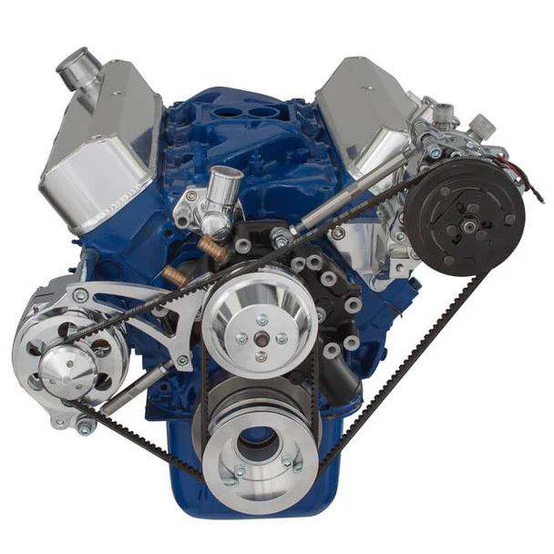 Ford 289-302-351W V-Belt System - AC & Alternator - Polished - Image 2