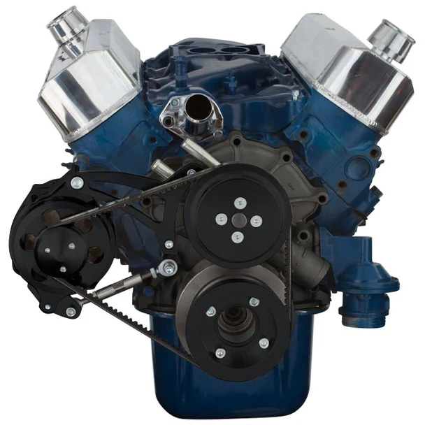 Ford 289-302-351W V-Belt System - Alternator Only, Shorty Water Pump - Black - Image 2