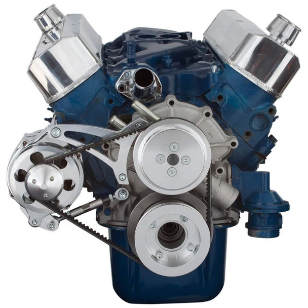 Ford 289-302-351W V-Belt System - Alternator Only, Shorty Water Pump - Polished - Image 2