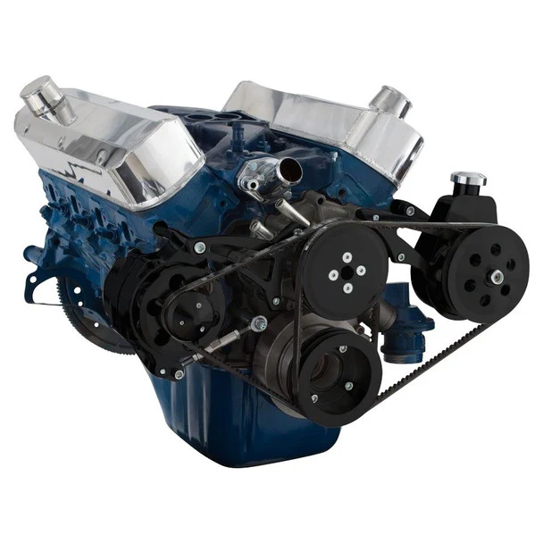 Ford 289-302-351W V-Belt System - Alternator & Power Steering, Shorty Water Pump - Black - Image 3