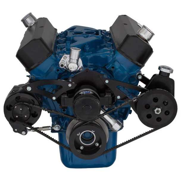Ford 289-302-351W V-Belt System - Alternator & Power Steering with Electric Water Pump - Black - Image 2