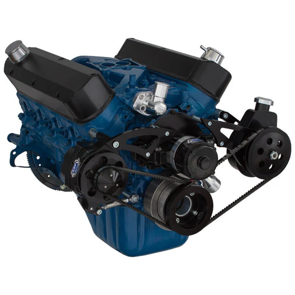Ford 289-302-351W V-Belt System - Alternator & Power Steering with Electric Water Pump - Black - Image 3